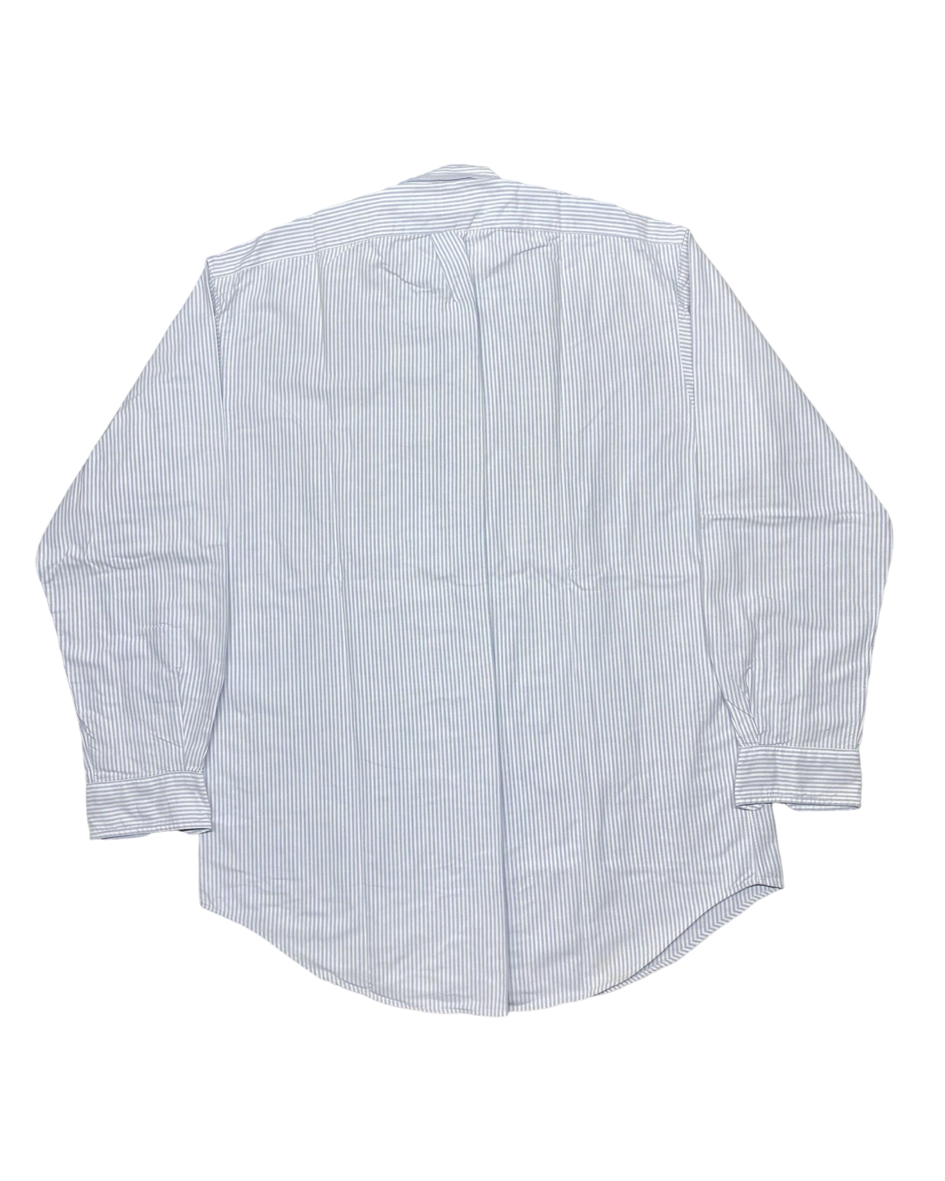 Polo Ralph Lauren White & Blue Striped Long-Sleeve Button-Up Shirt | Chest 26.5” | XL