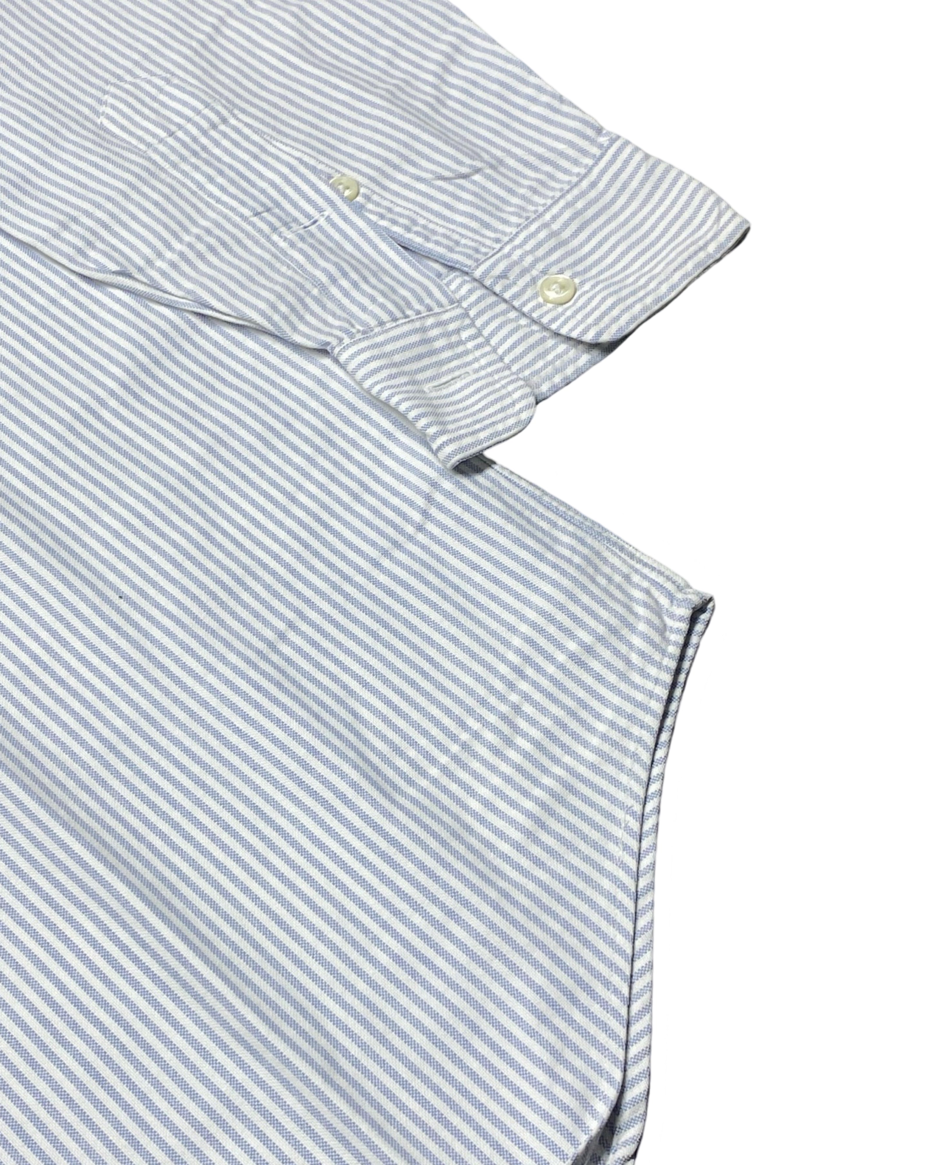 Polo Ralph Lauren White & Blue Striped Long-Sleeve Button-Up Shirt | Chest 26.5” | XL