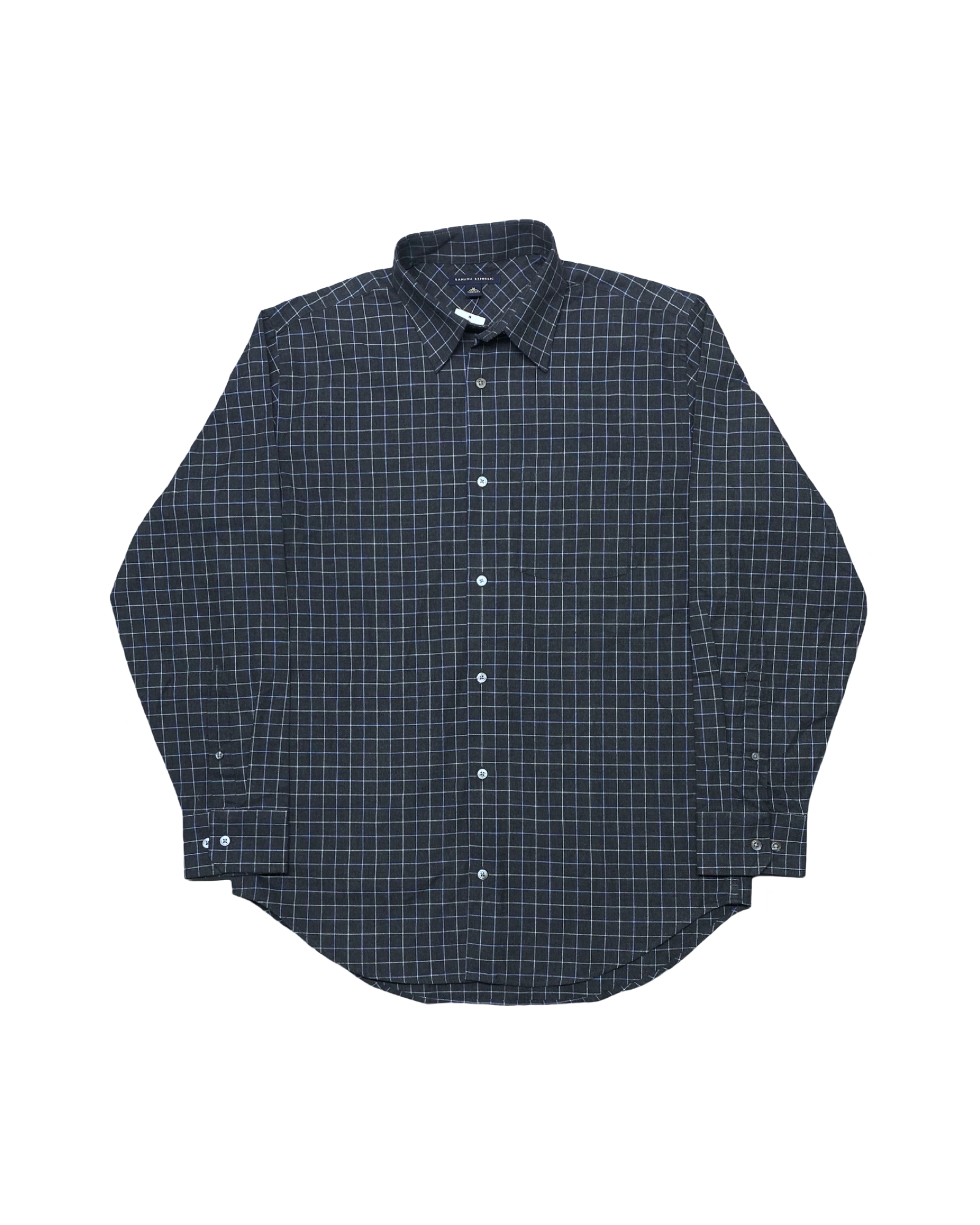 Banana Republic Black Checkered Button-Up Shirt | Size Large | Chest 24”
