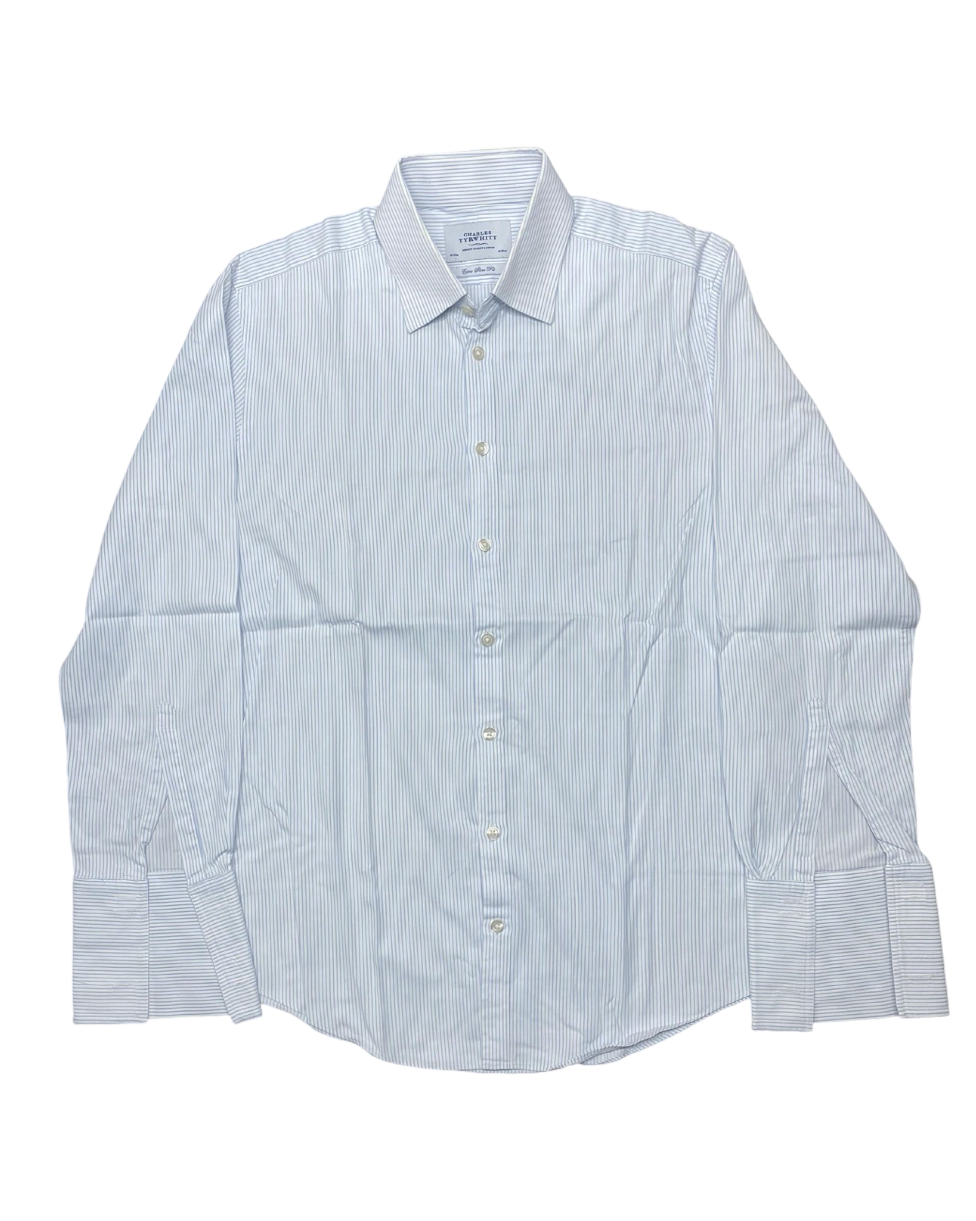 Charles Tyrwhitt Blue & White Striped Slim Fit Shirt | Chest 21” | Medium