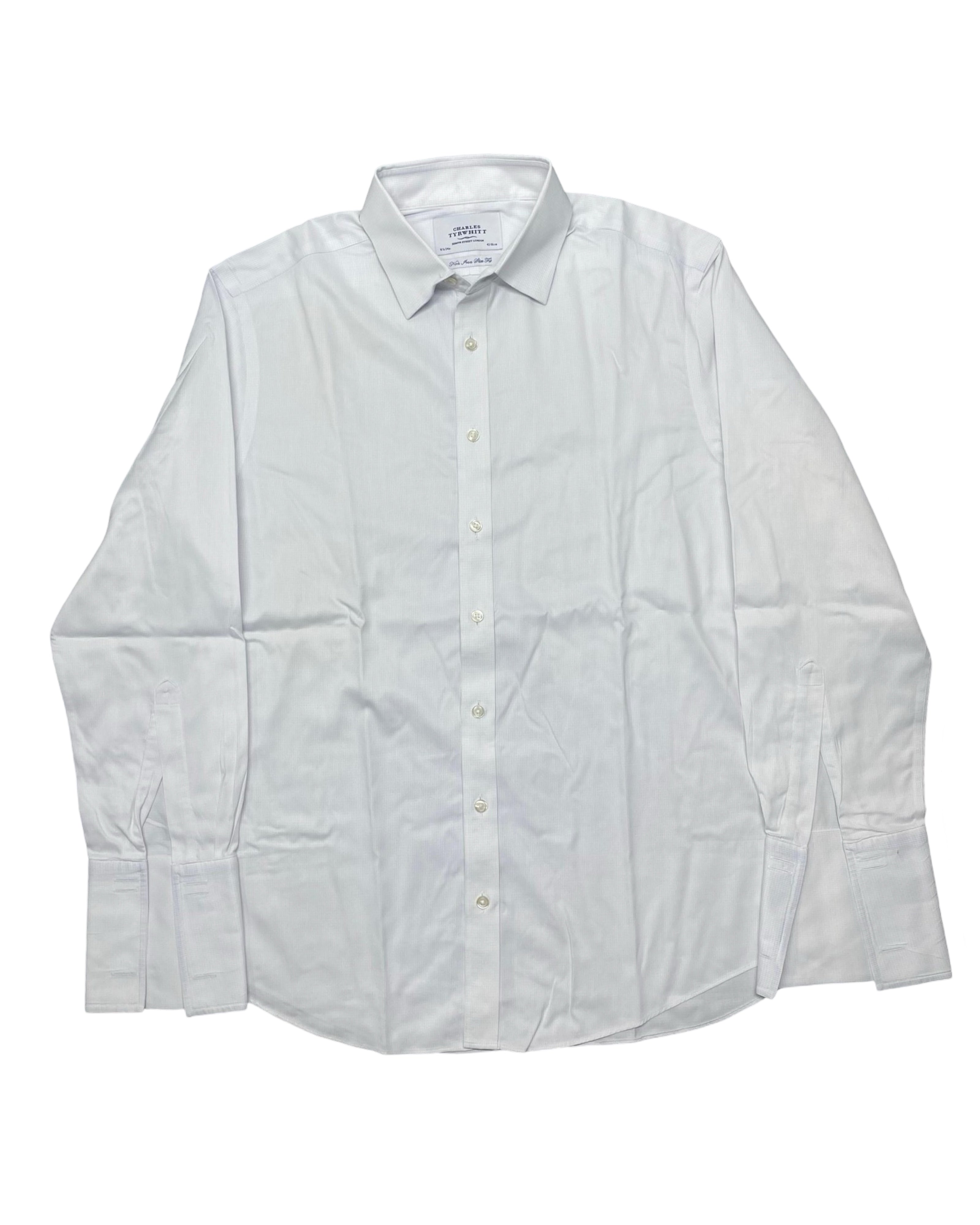 Charles Tyrwhitt White Micro-Check Shirt | Chest 23” | Large