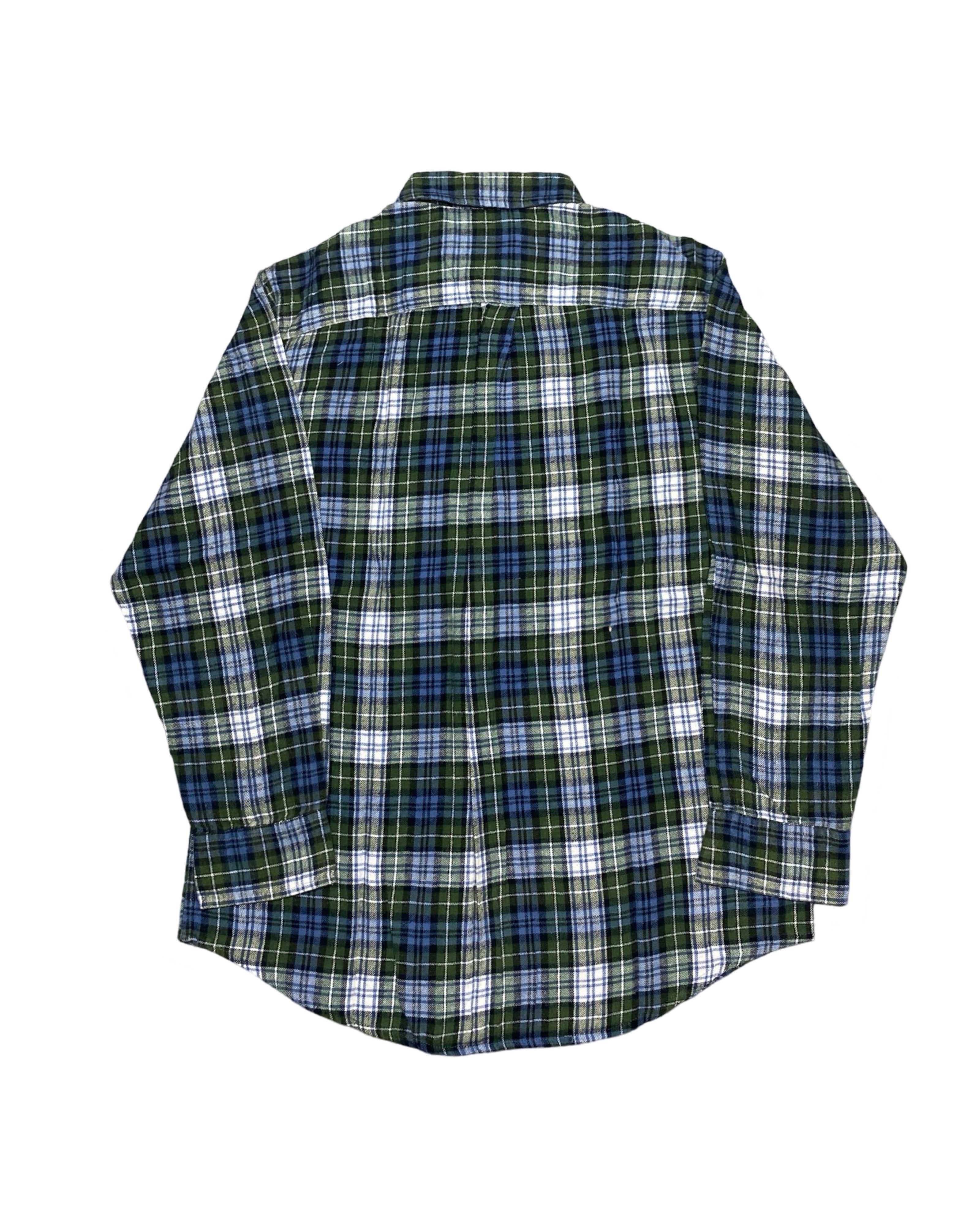 Basic Editions Heritage Green Plaid Classic Fit Shirt | Chest 21” | Medium