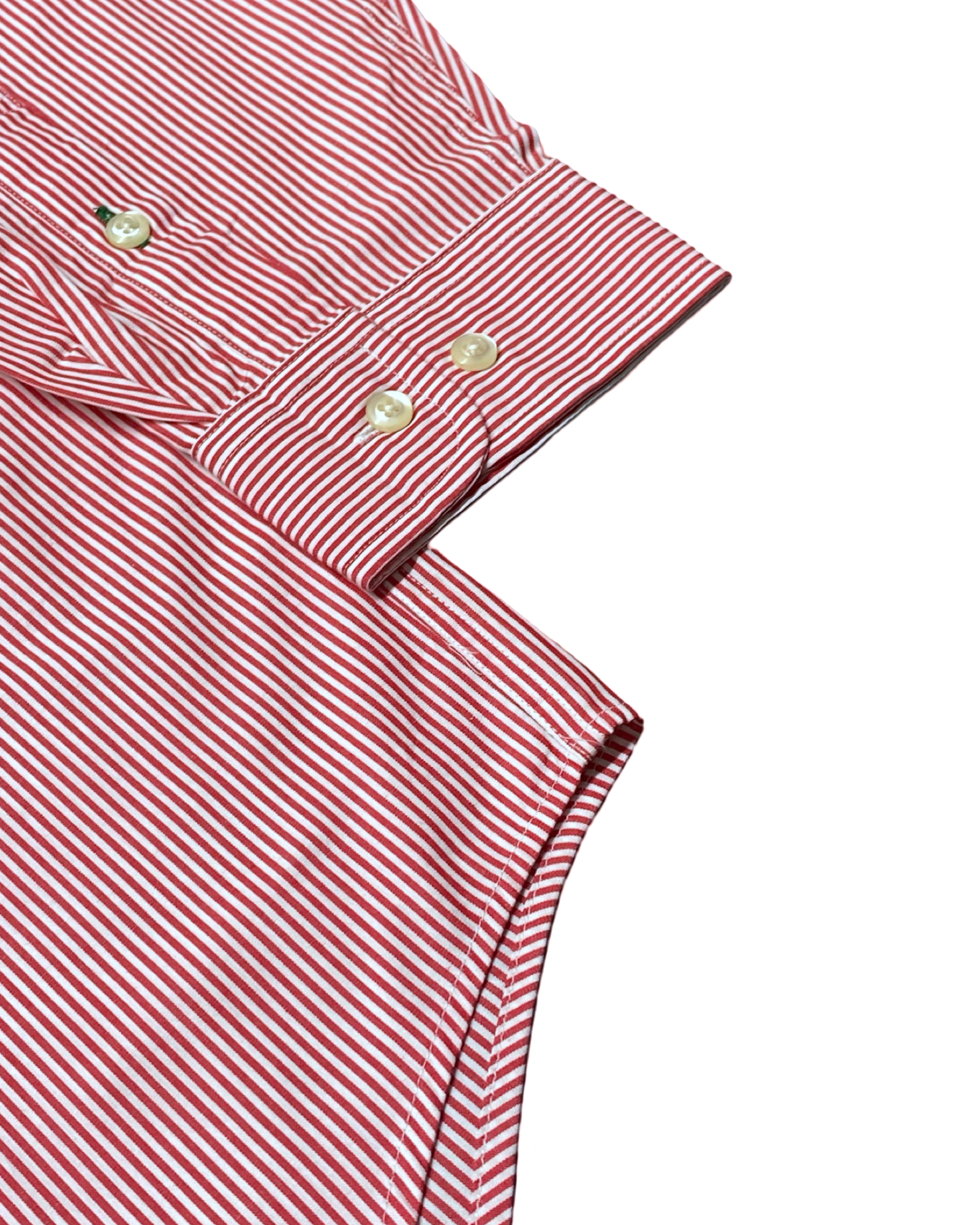 Tommy Hilfiger Red & White Striped Button-Up Shirt | Size Large | Chest 25”