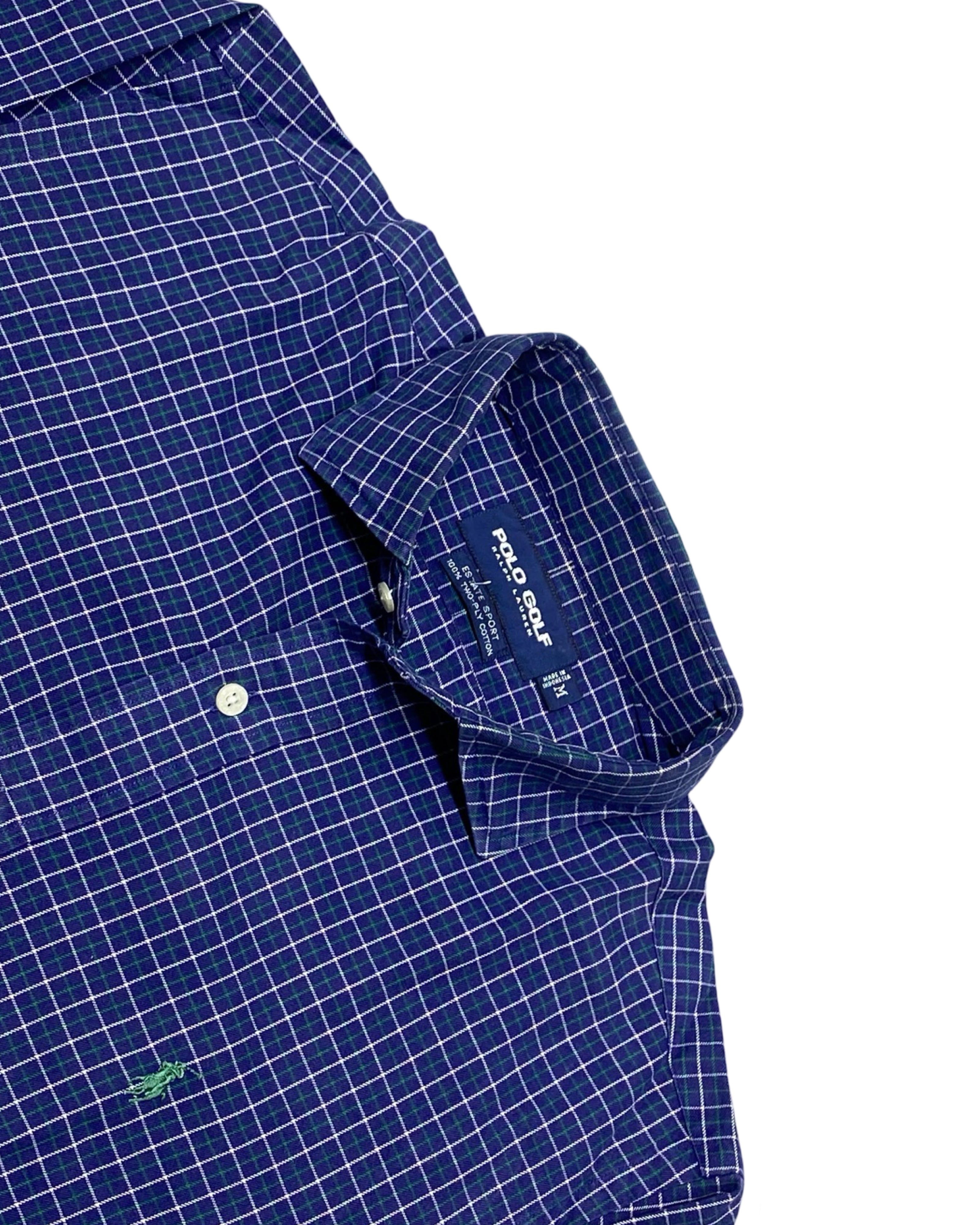 Polo Ralph Lauren Blue Checked Button-Up Shirt | Size Large | Chest 24”