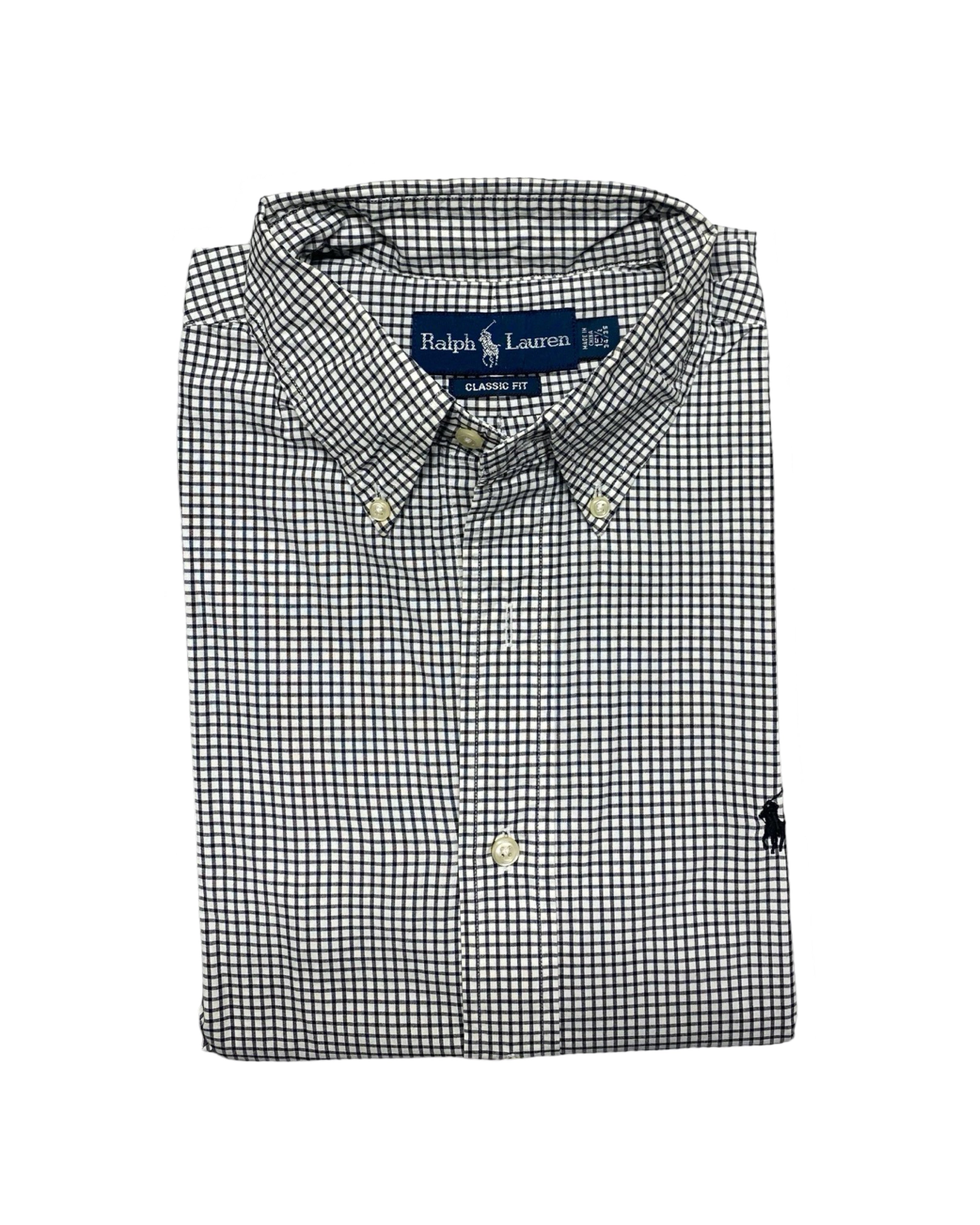 Polo Ralph Lauren Black & White Checkered Button-Up Shirt | Chest 24” | Large