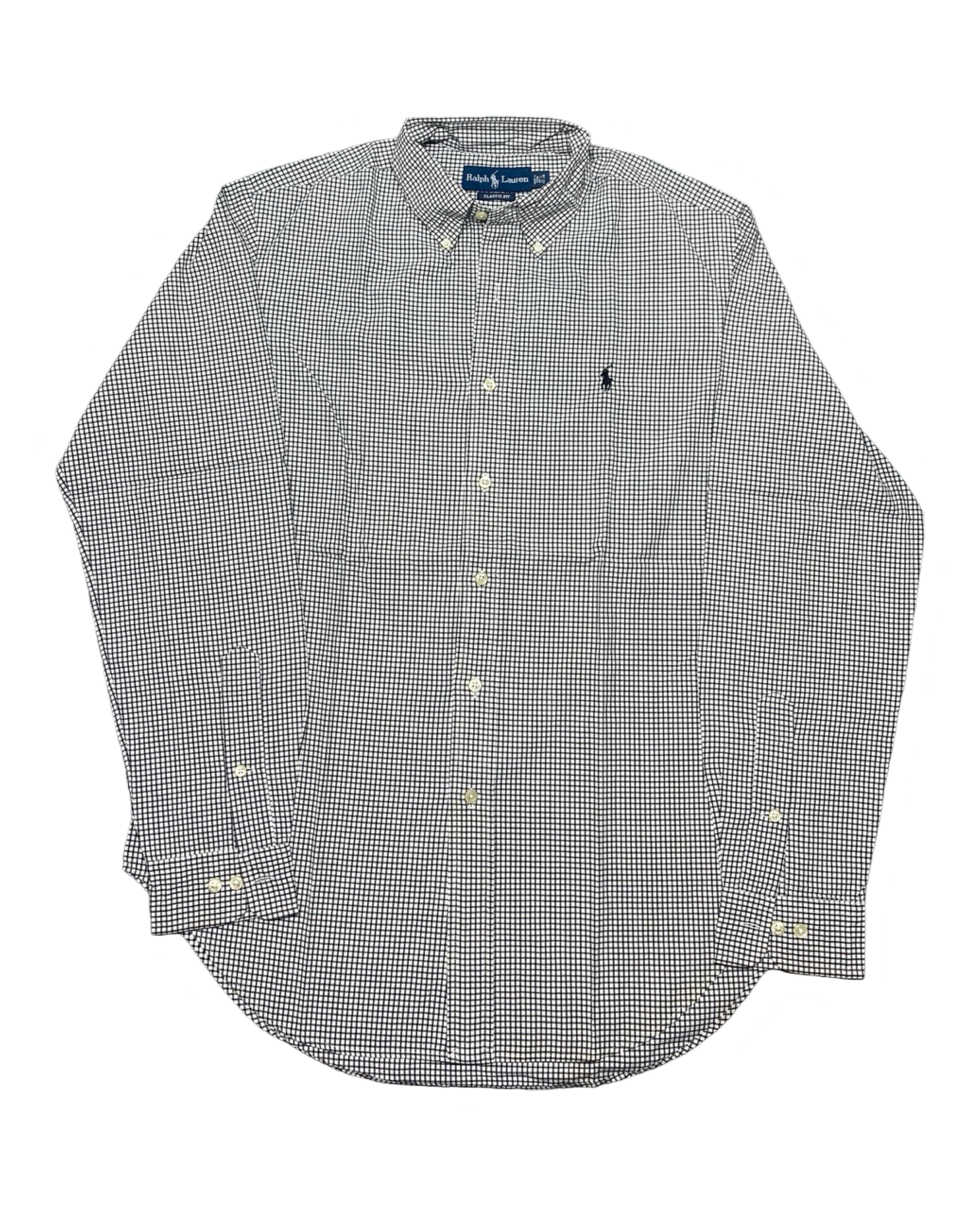 Polo Ralph Lauren Black & White Checkered Button-Up Shirt | Chest 24” | Large