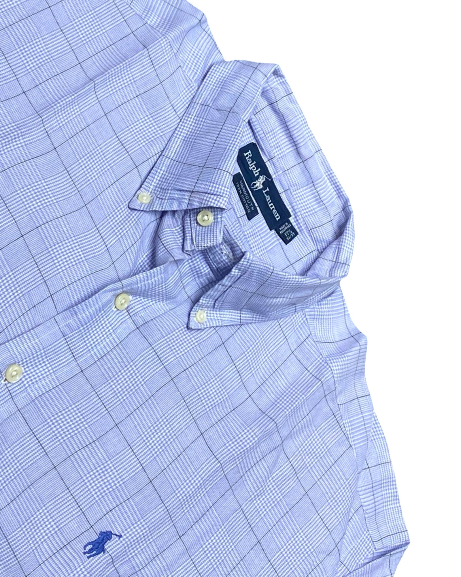 Ralph Lauren Light Blue Plaid Button-Down Shirt | XL | Chest 28”