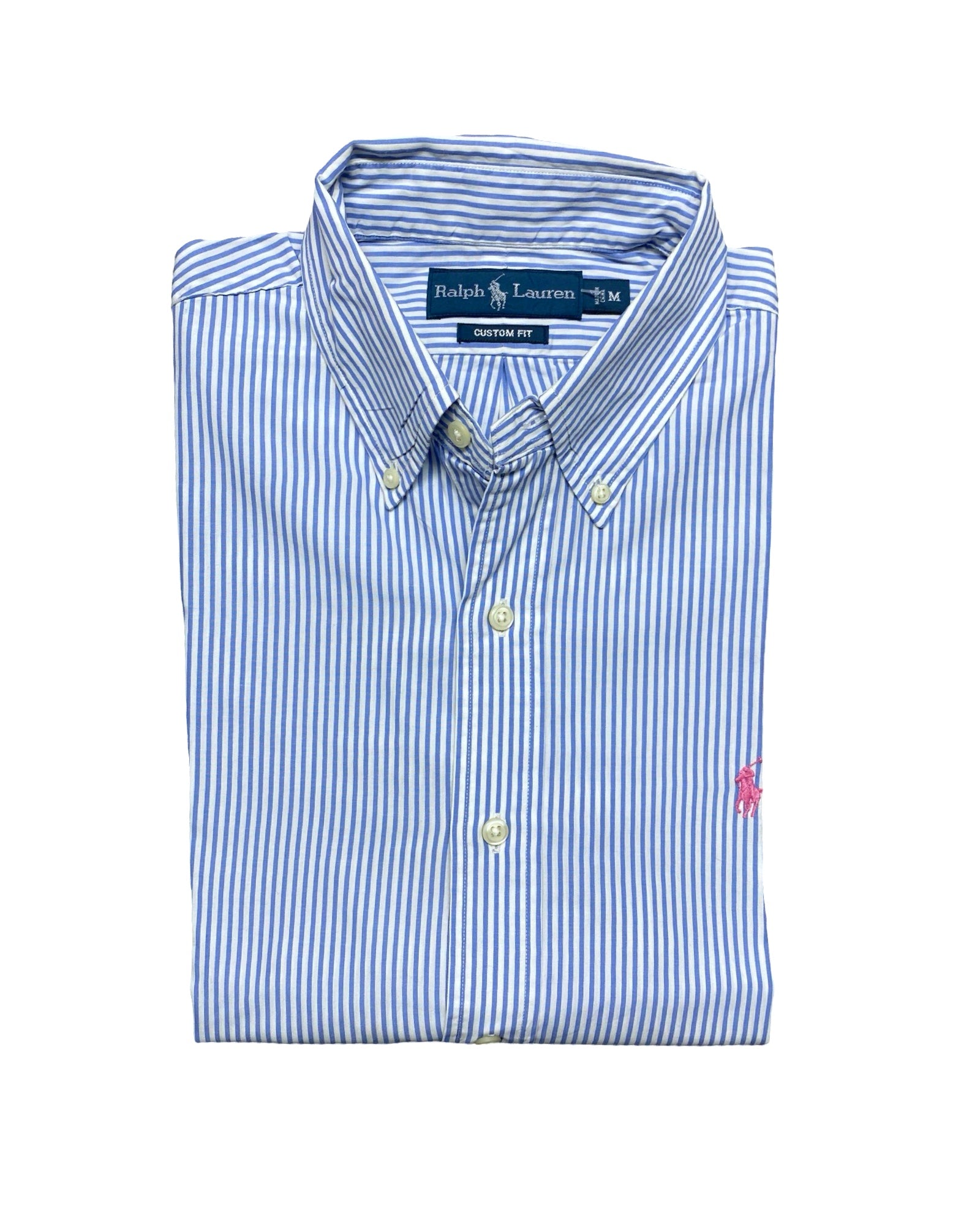 Ralph Lauren Blue & White Striped Button-Down Shirt | Medium | Chest 22”