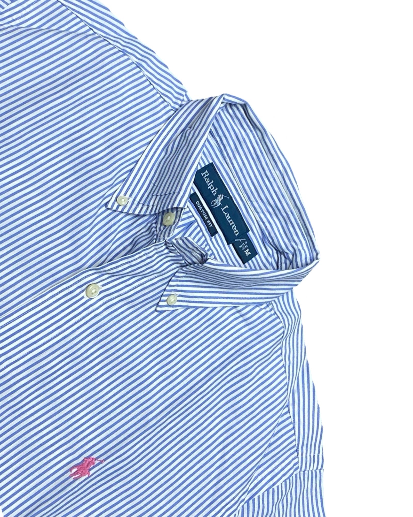 Ralph Lauren Blue & White Striped Button-Down Shirt | Medium | Chest 22”