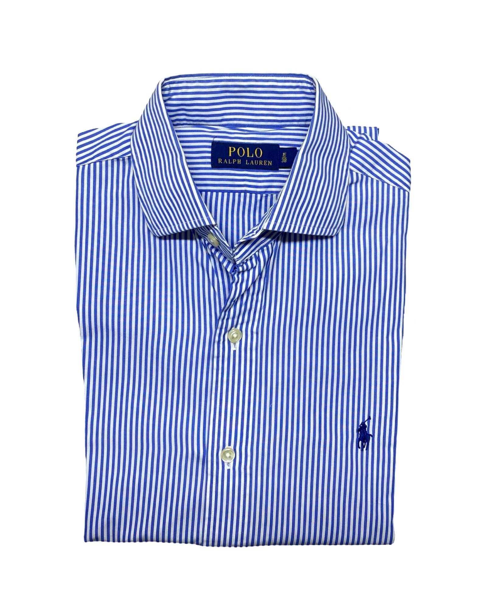 Ralph Lauren Blue & White Striped Dress Shirt | Medium | Chest 20.5”