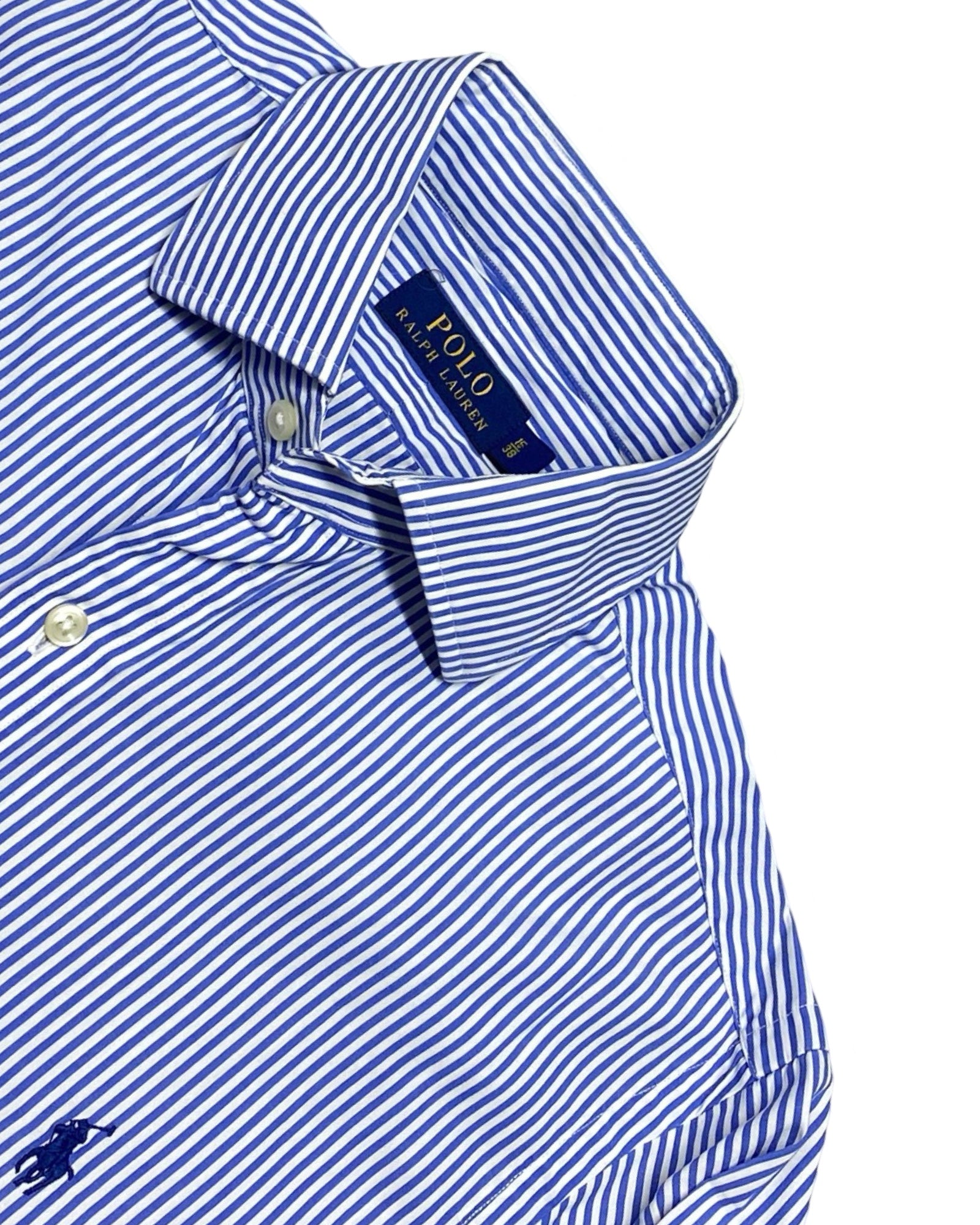 Ralph Lauren Blue & White Striped Dress Shirt | Medium | Chest 20.5”