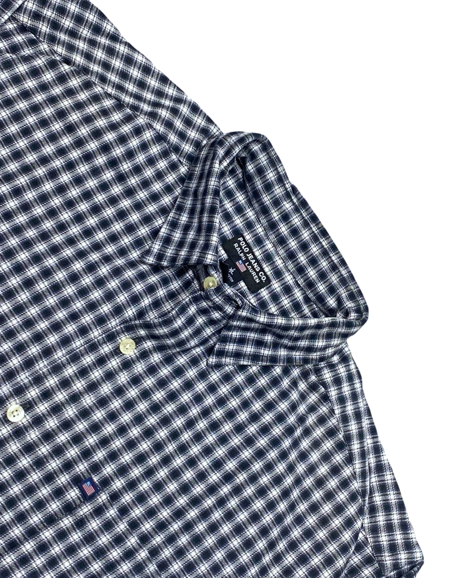 Ralph Lauren Black & White Check Shirt | XL | Chest 27.5”