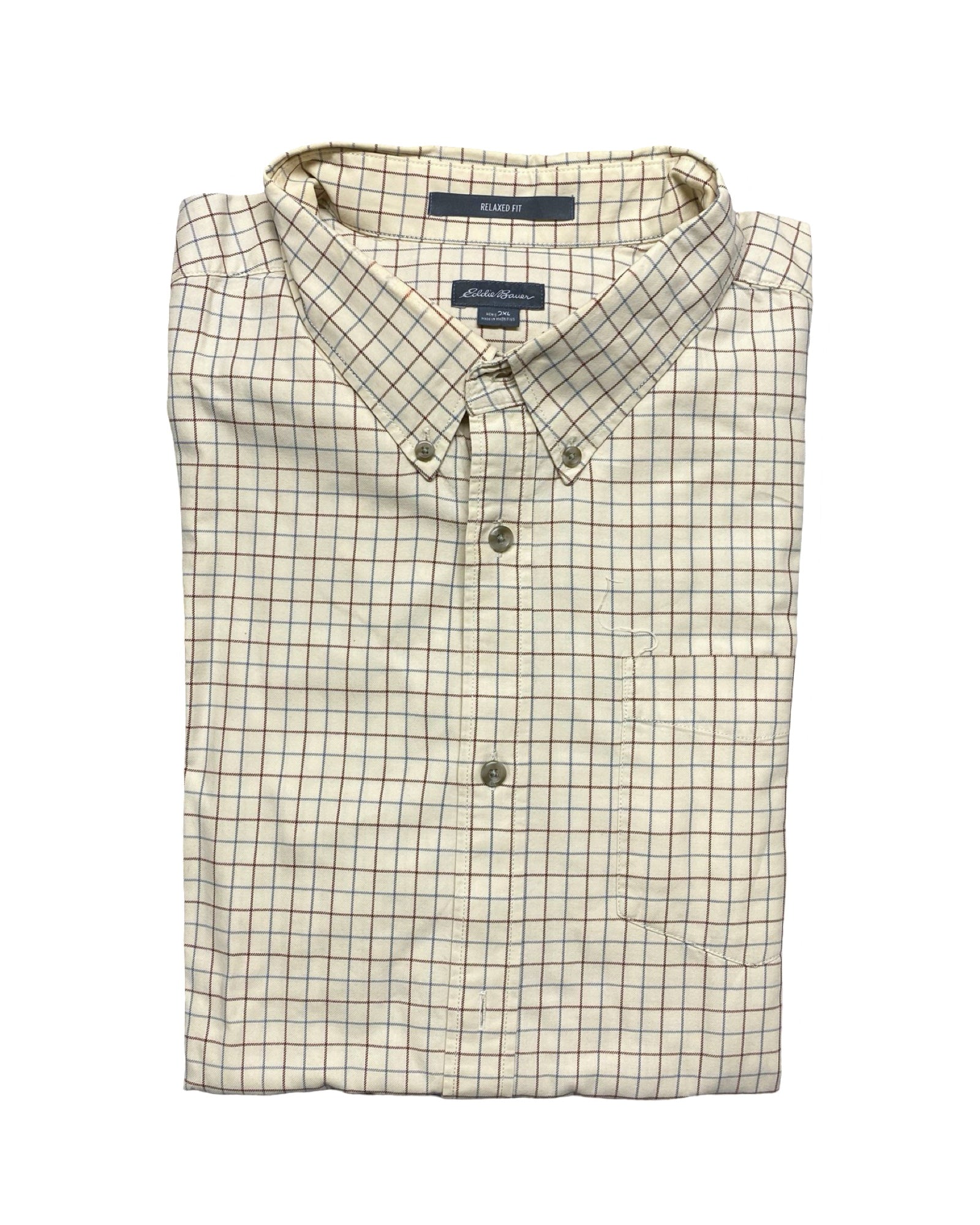 Eddie Bauer Beige & Brown Check Shirt | XXL | Chest 29”