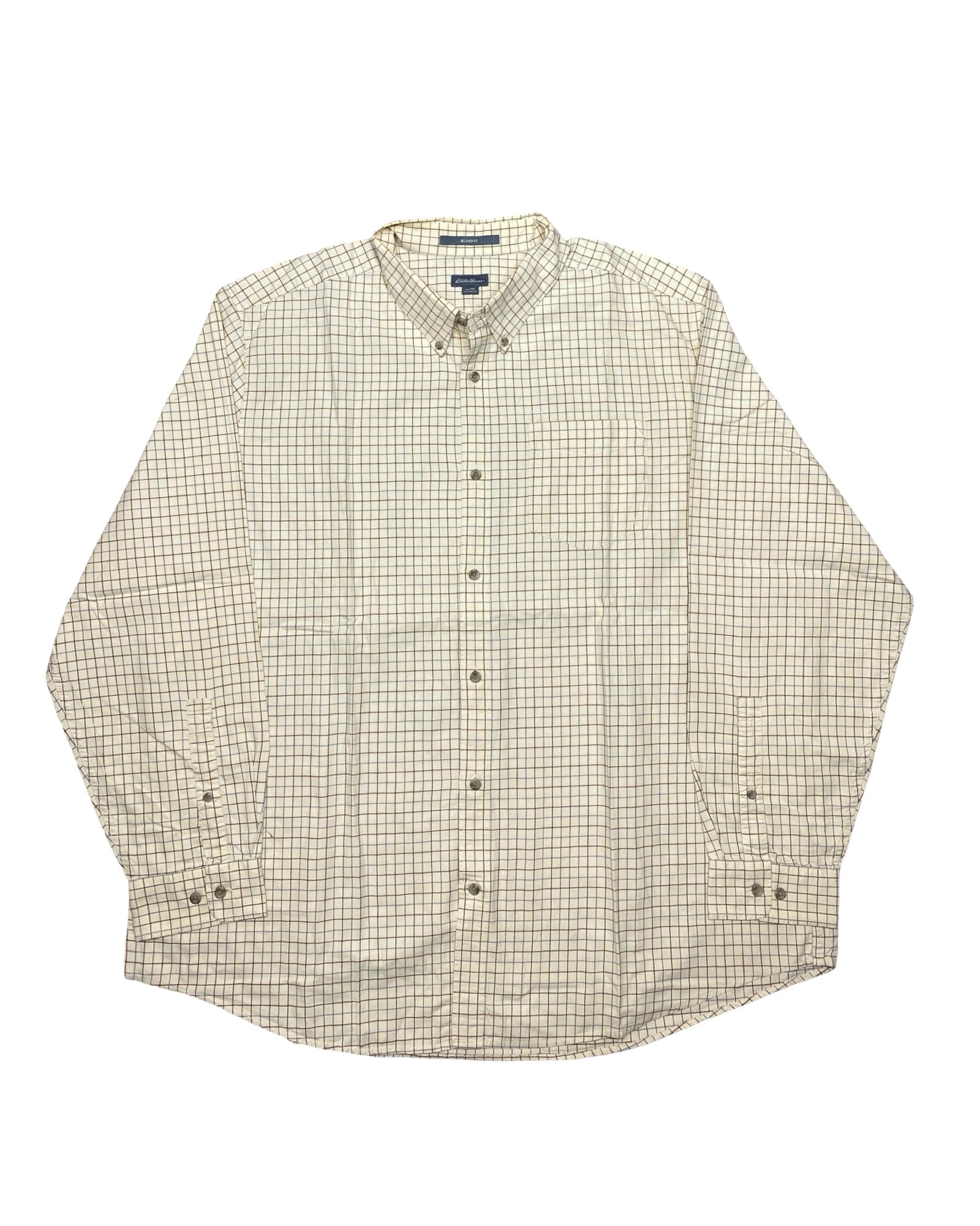 Eddie Bauer Beige & Brown Check Shirt | XXL | Chest 29”