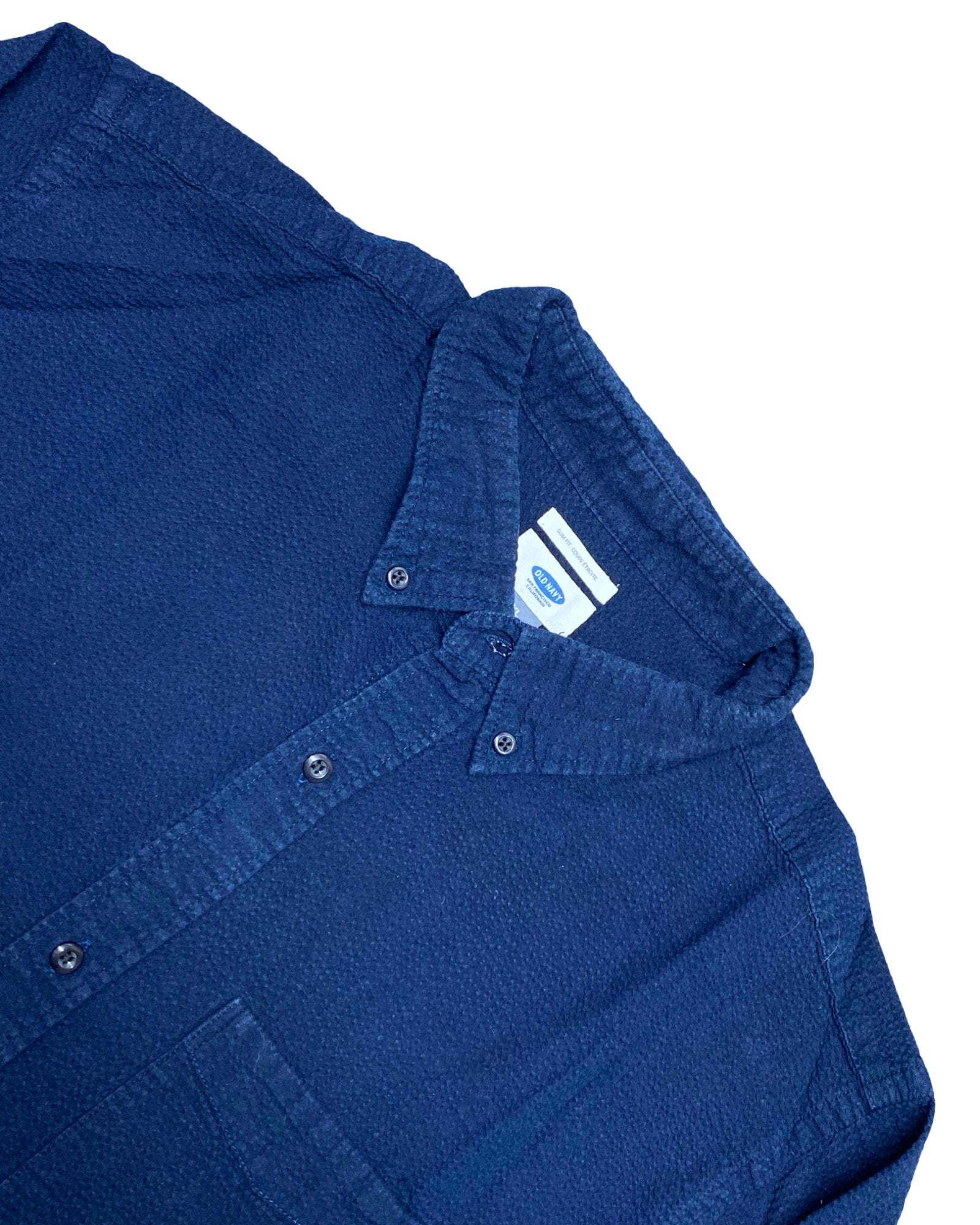 Old Navy Navy Blue Textured Shirt | Large | Chest 25”
