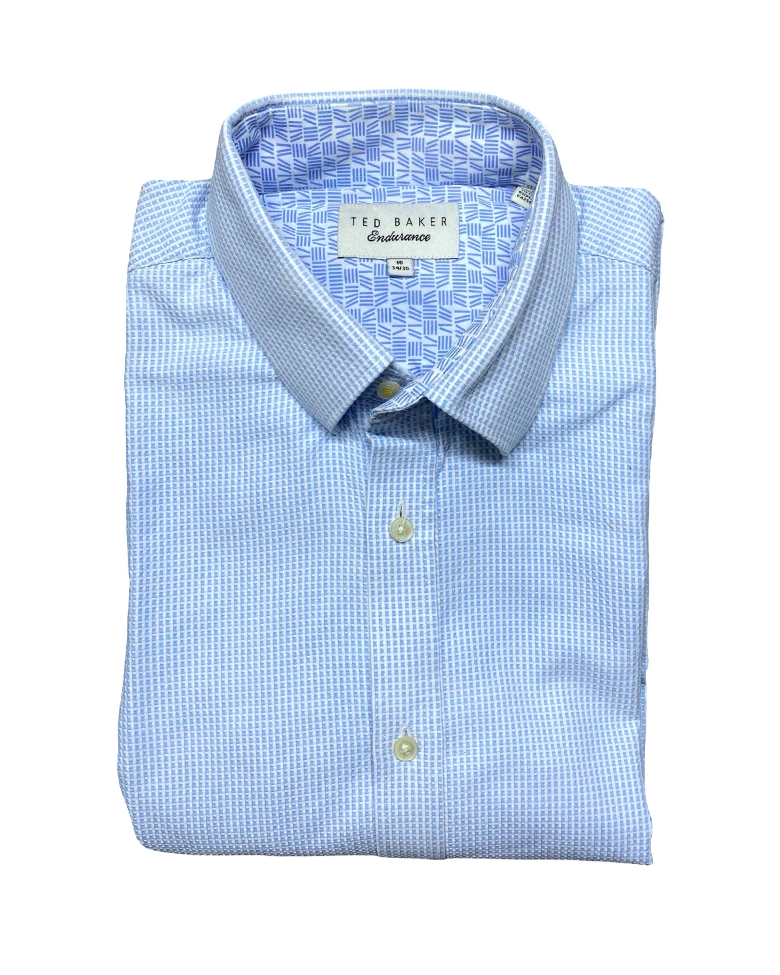 Ted Baker Blue Micro Check Shirt | Medium | Chest 21.5”