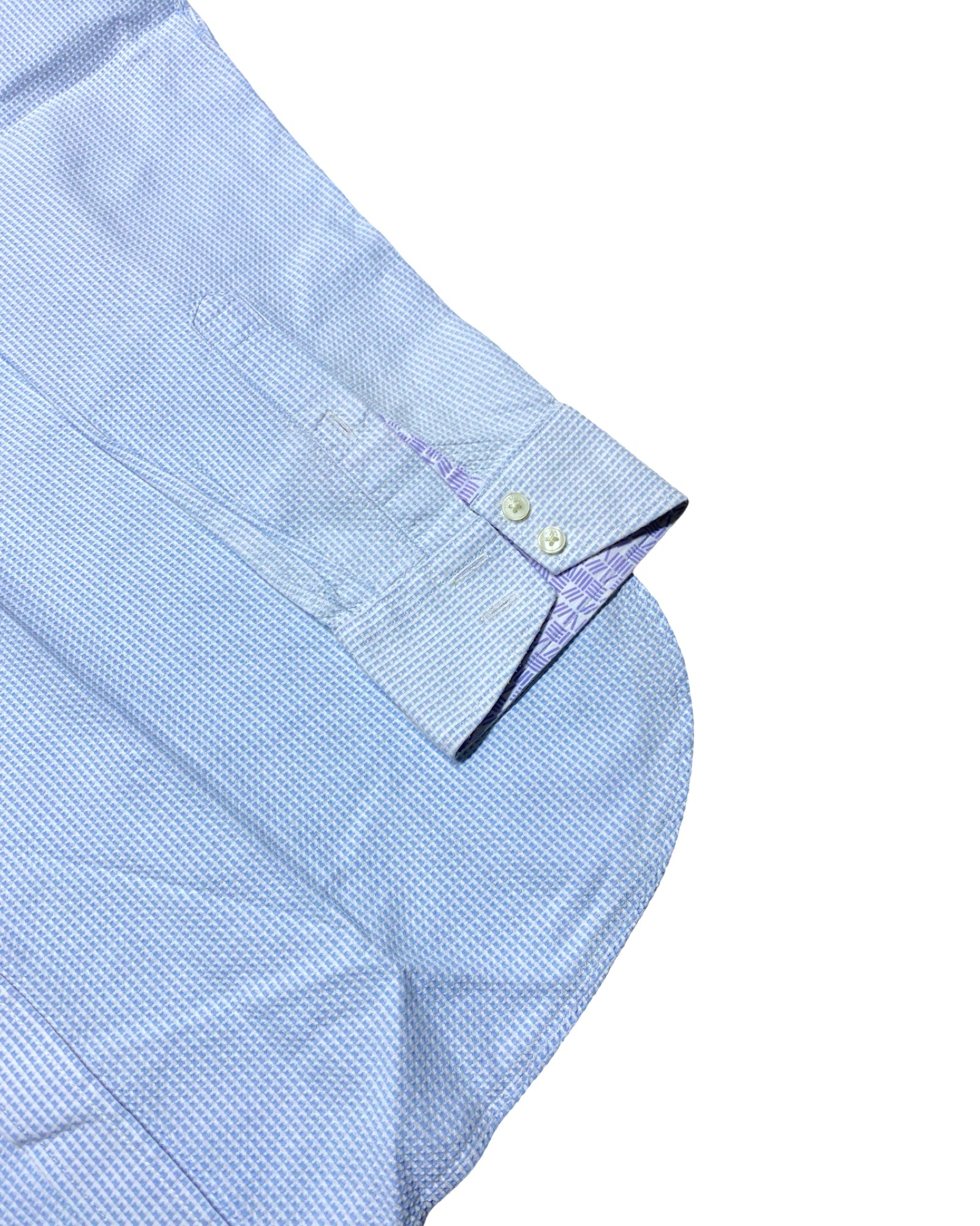 Ted Baker Blue Micro Check Shirt | Medium | Chest 21.5”