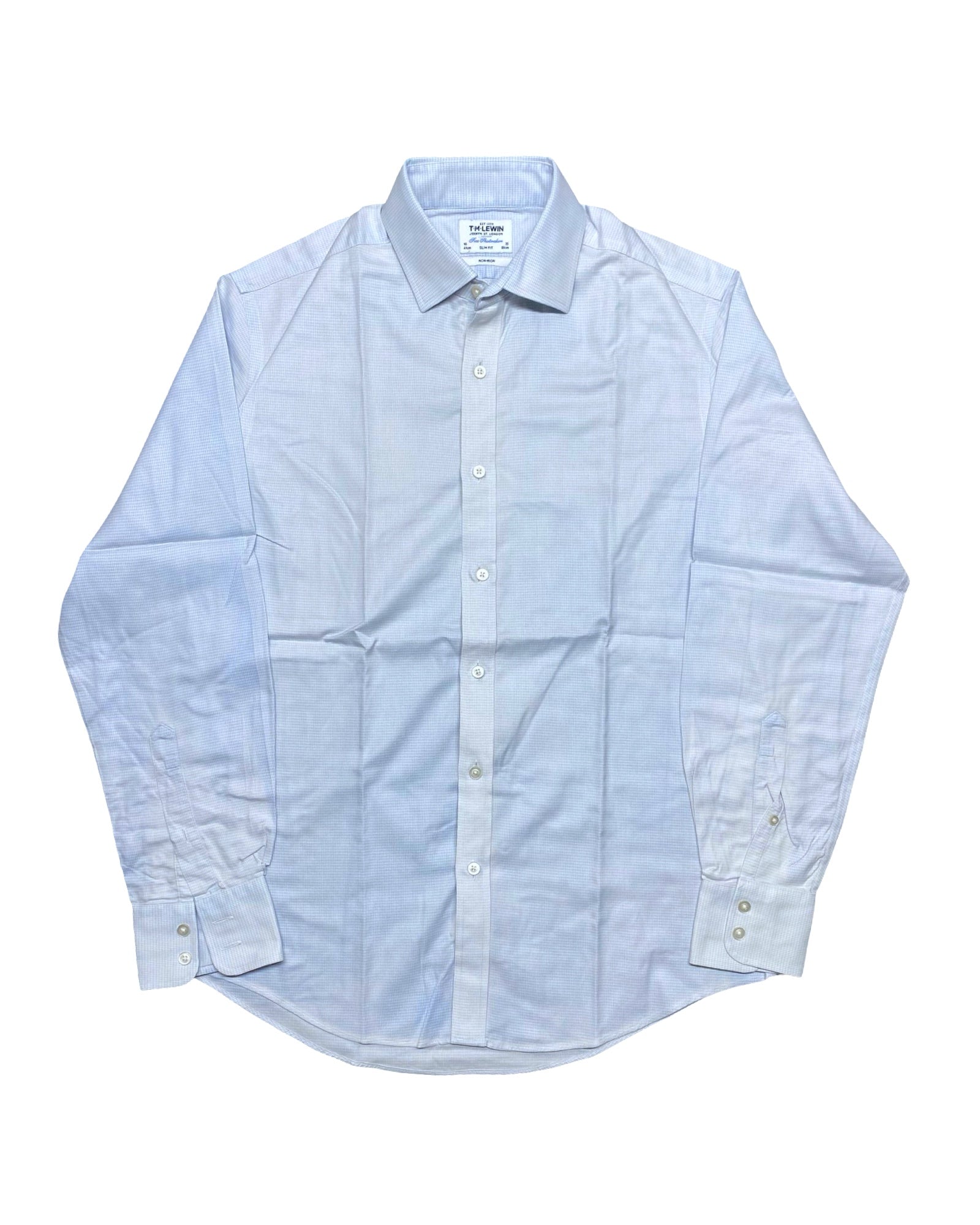 T.M. Lewin Light Blue Check Shirt | Large | Chest 23”