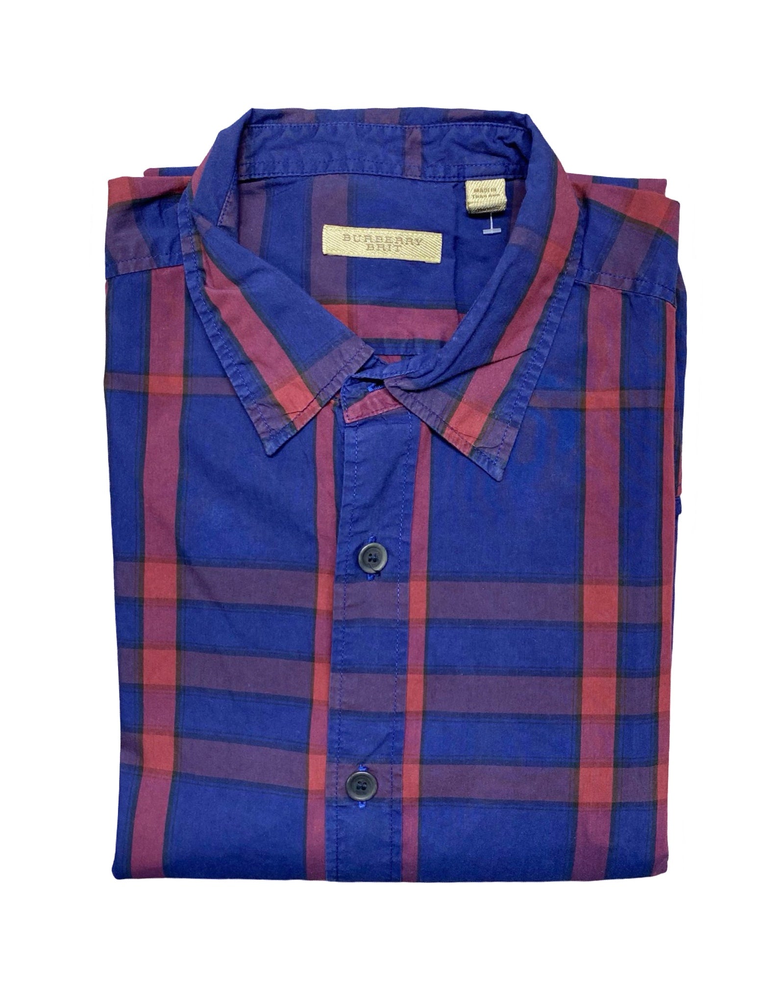 Burberry Brit Blue & Red Plaid Shirt | Large | Chest 24.5”