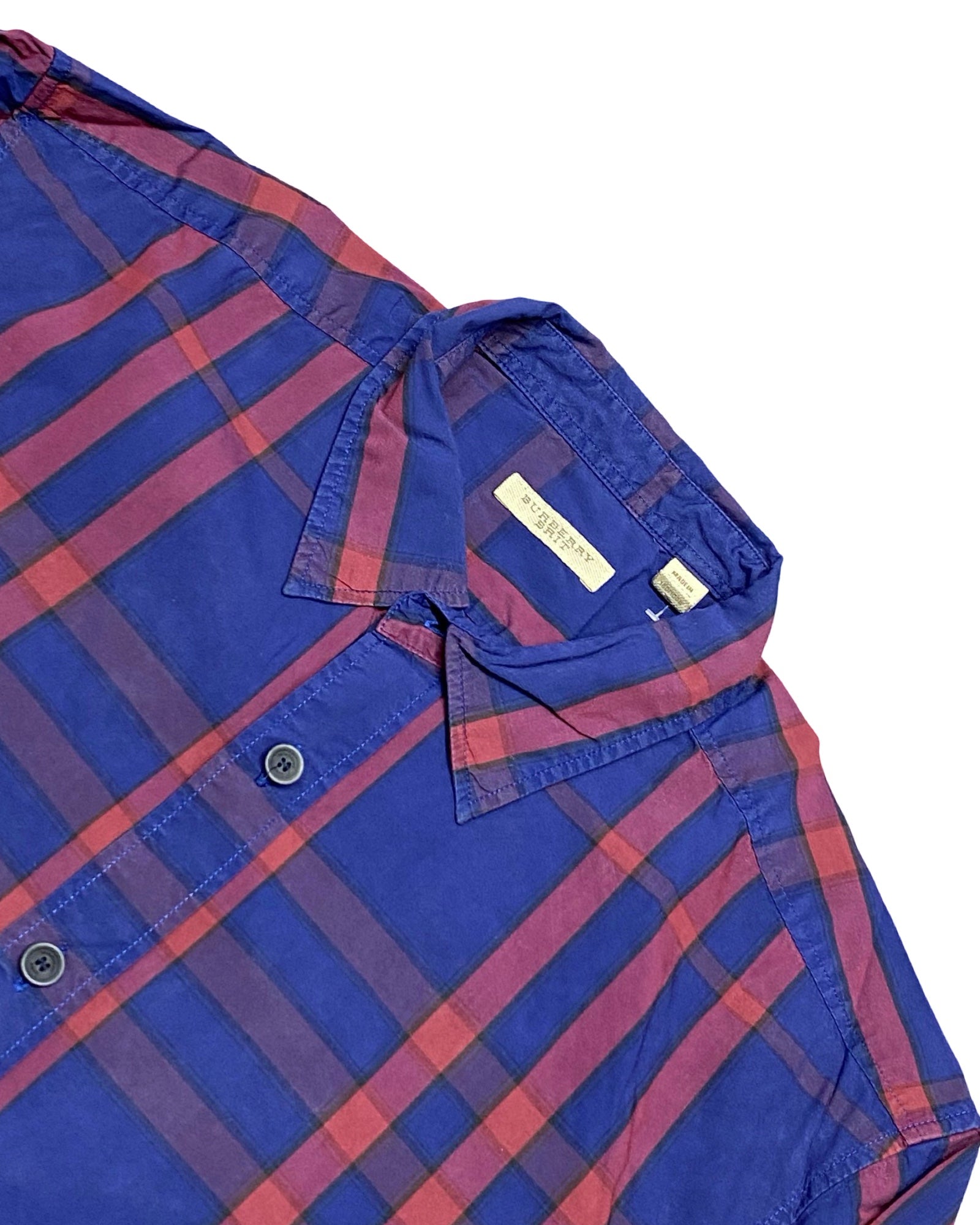 Burberry Brit Blue & Red Plaid Shirt | Large | Chest 24.5”
