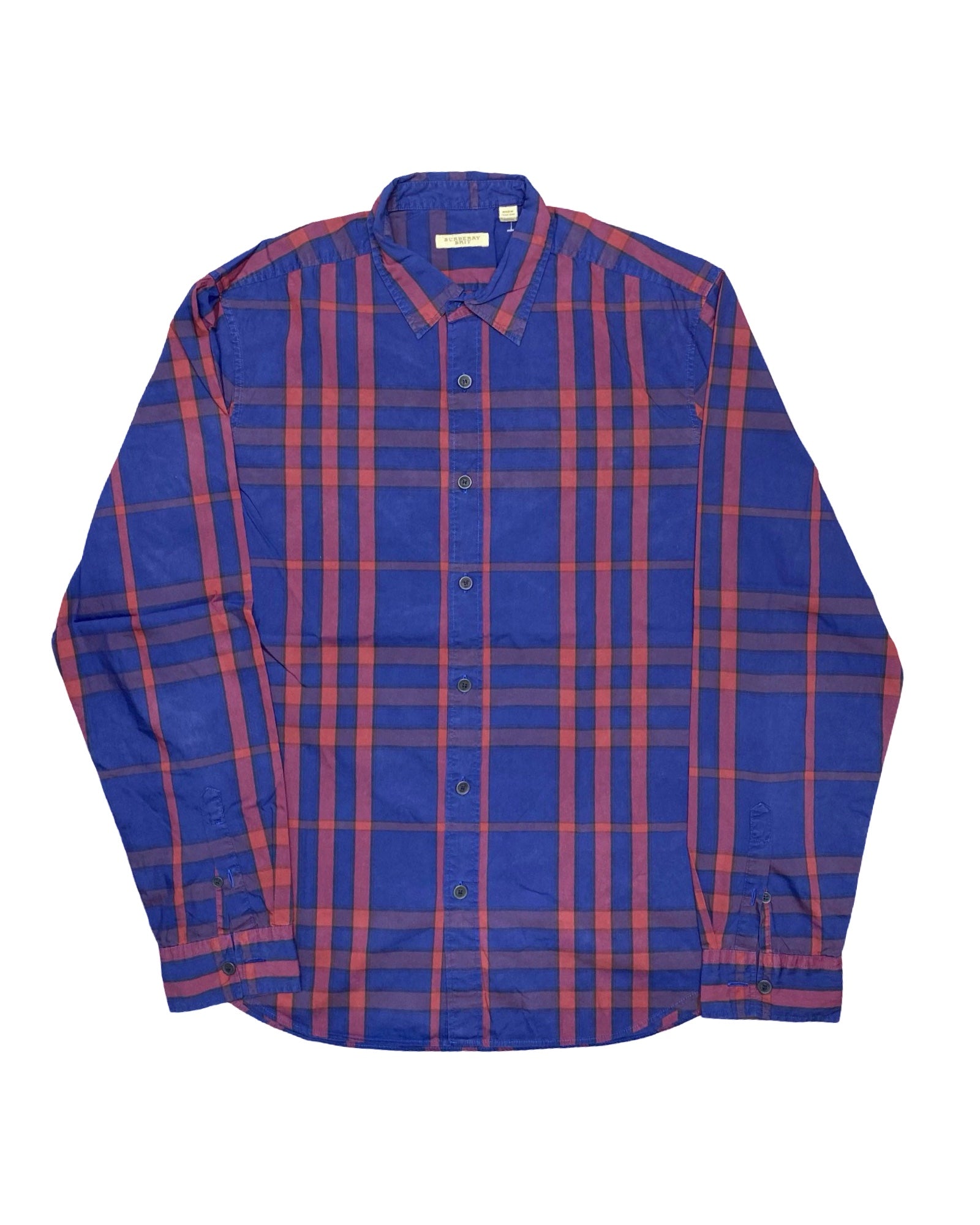 Burberry Brit Blue & Red Plaid Shirt | Large | Chest 24.5”