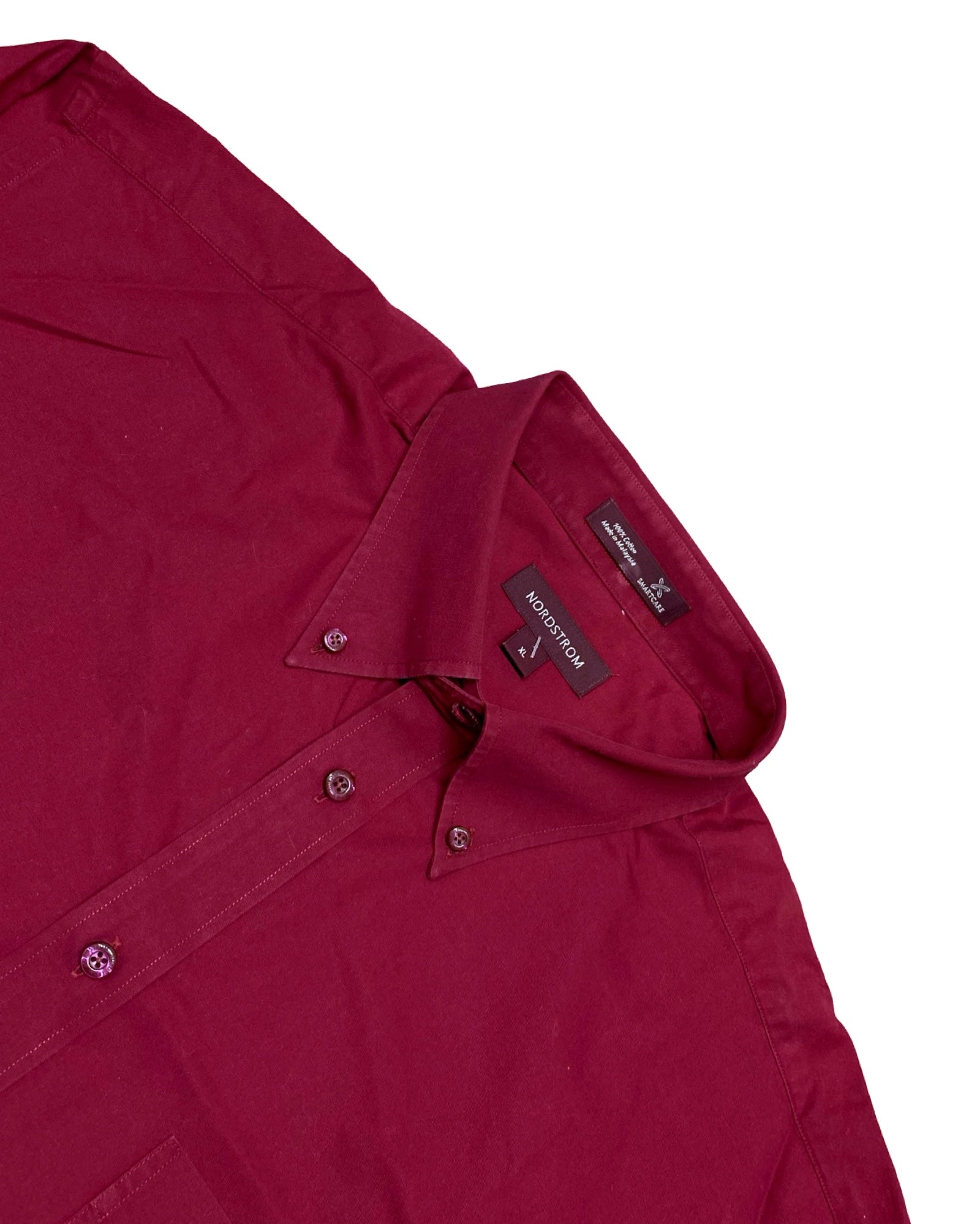 Nordstrom Burgundy Button-Down Shirt | XL | Chest 27”