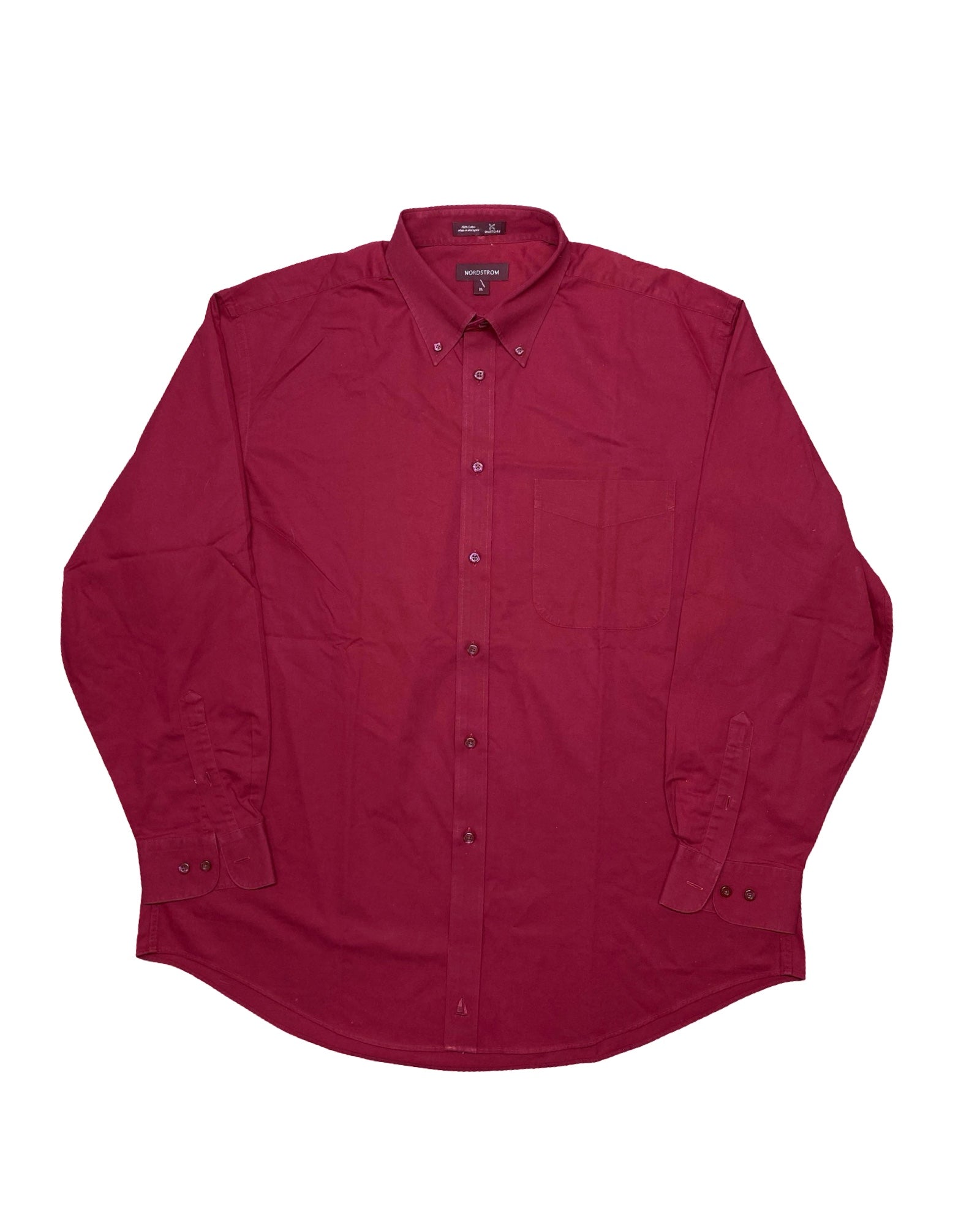 Nordstrom Burgundy Button-Down Shirt | XL | Chest 27”