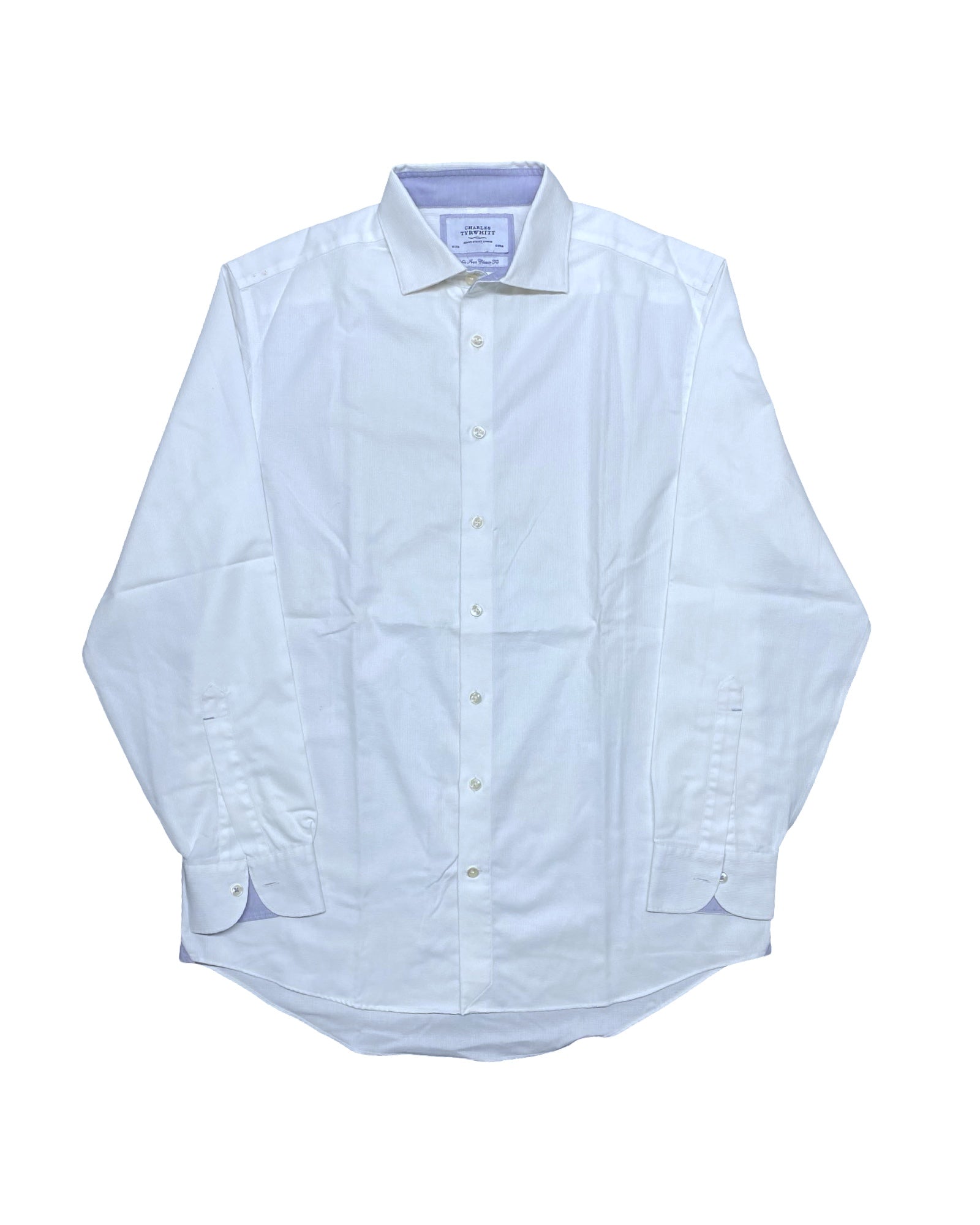 Charles Tyrwhitt White Cotton Shirt with Contrast Inner Collar | Large | Chest 23.5”