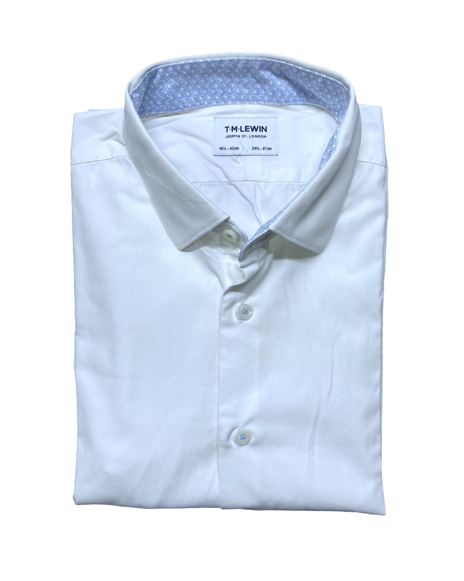 T.M.Lewin White Cotton Dress Shirt | Large | Chest 24”