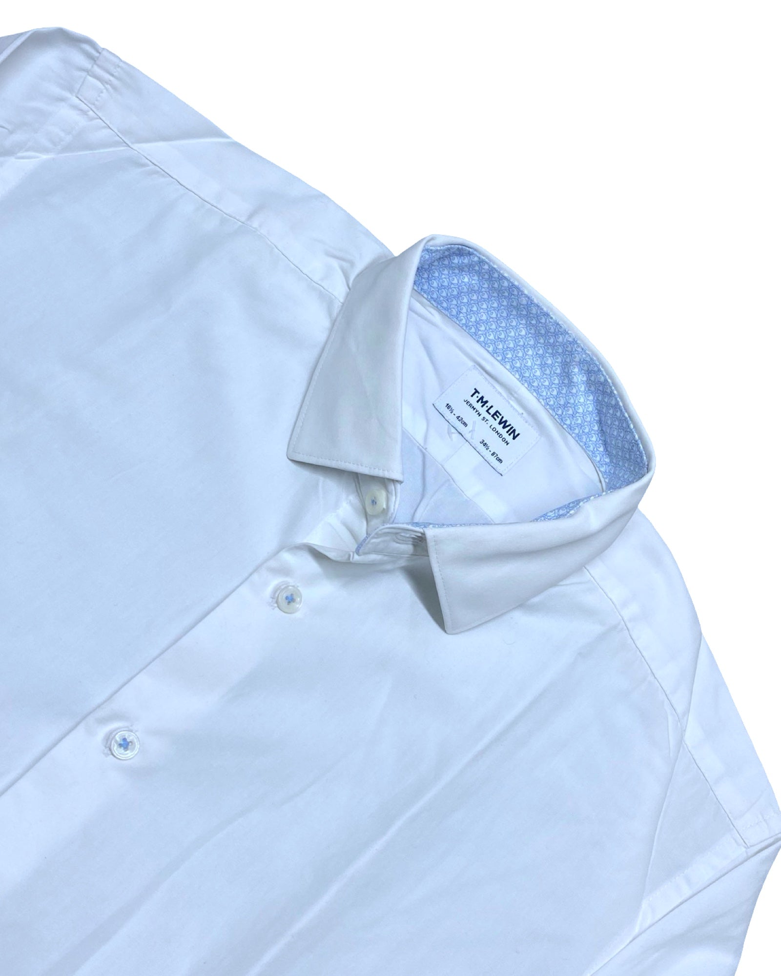 T.M.Lewin White Cotton Dress Shirt | Large | Chest 24”