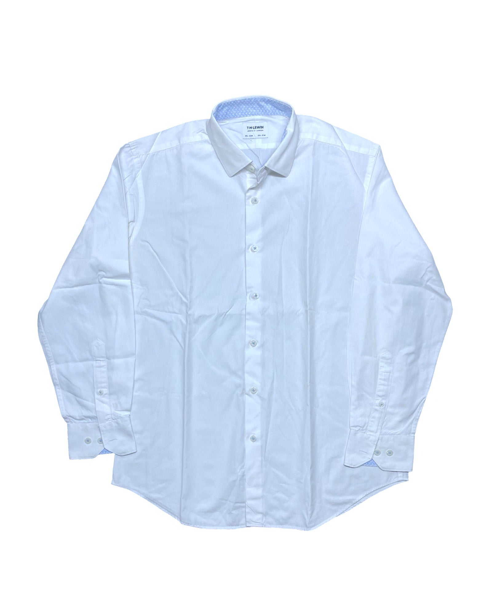 T.M.Lewin White Cotton Dress Shirt | Large | Chest 24”