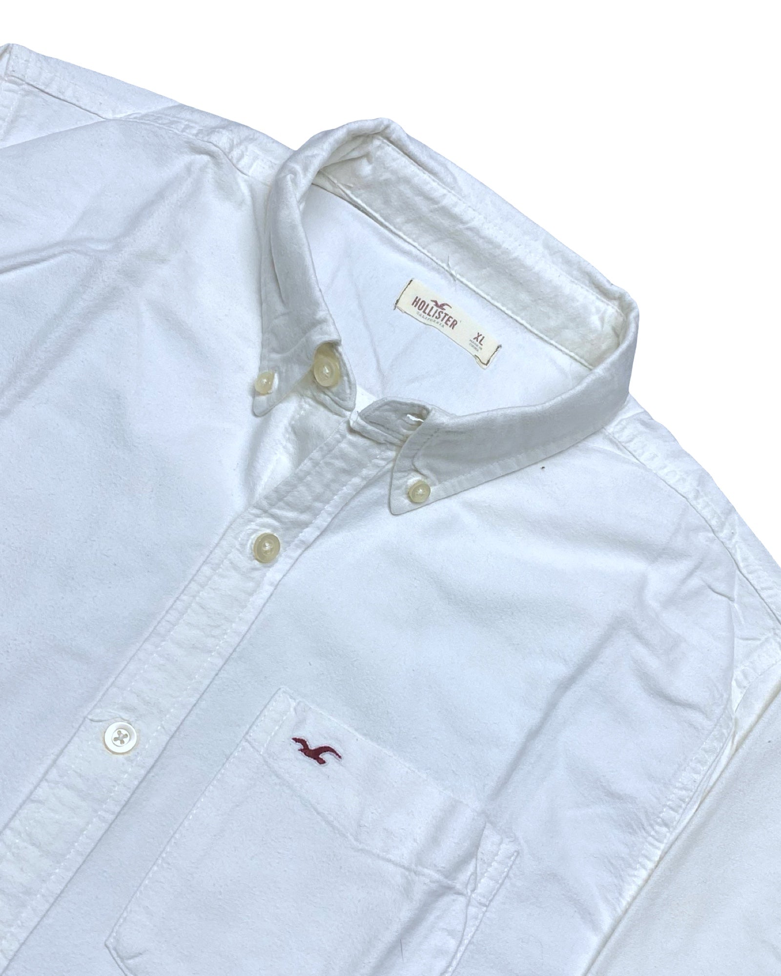 Hollister White Cotton Shirt | Large | Chest 24.5”