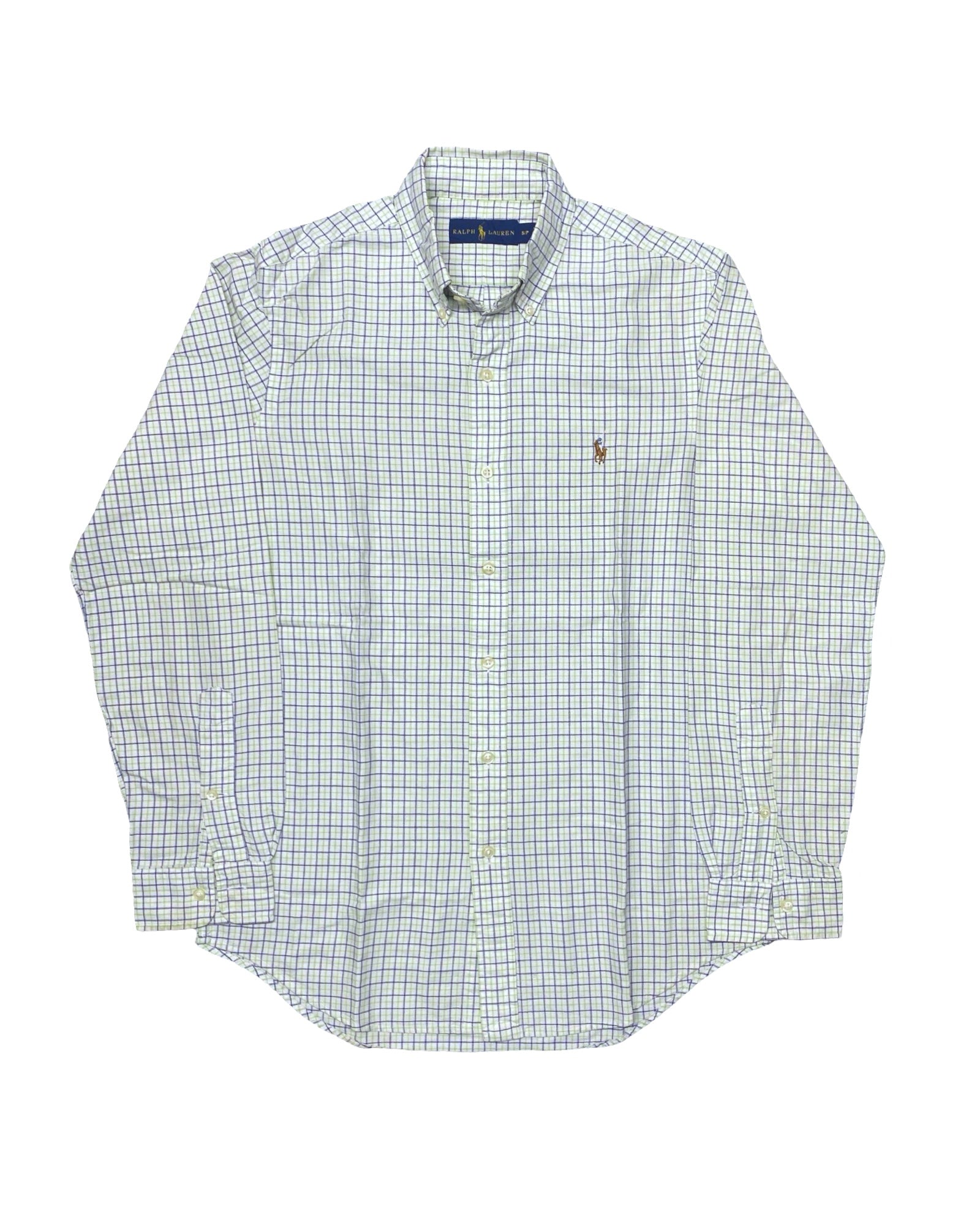 Ralph Lauren Light Green Plaid Button-Down Shirt | Medium | Chest 21”