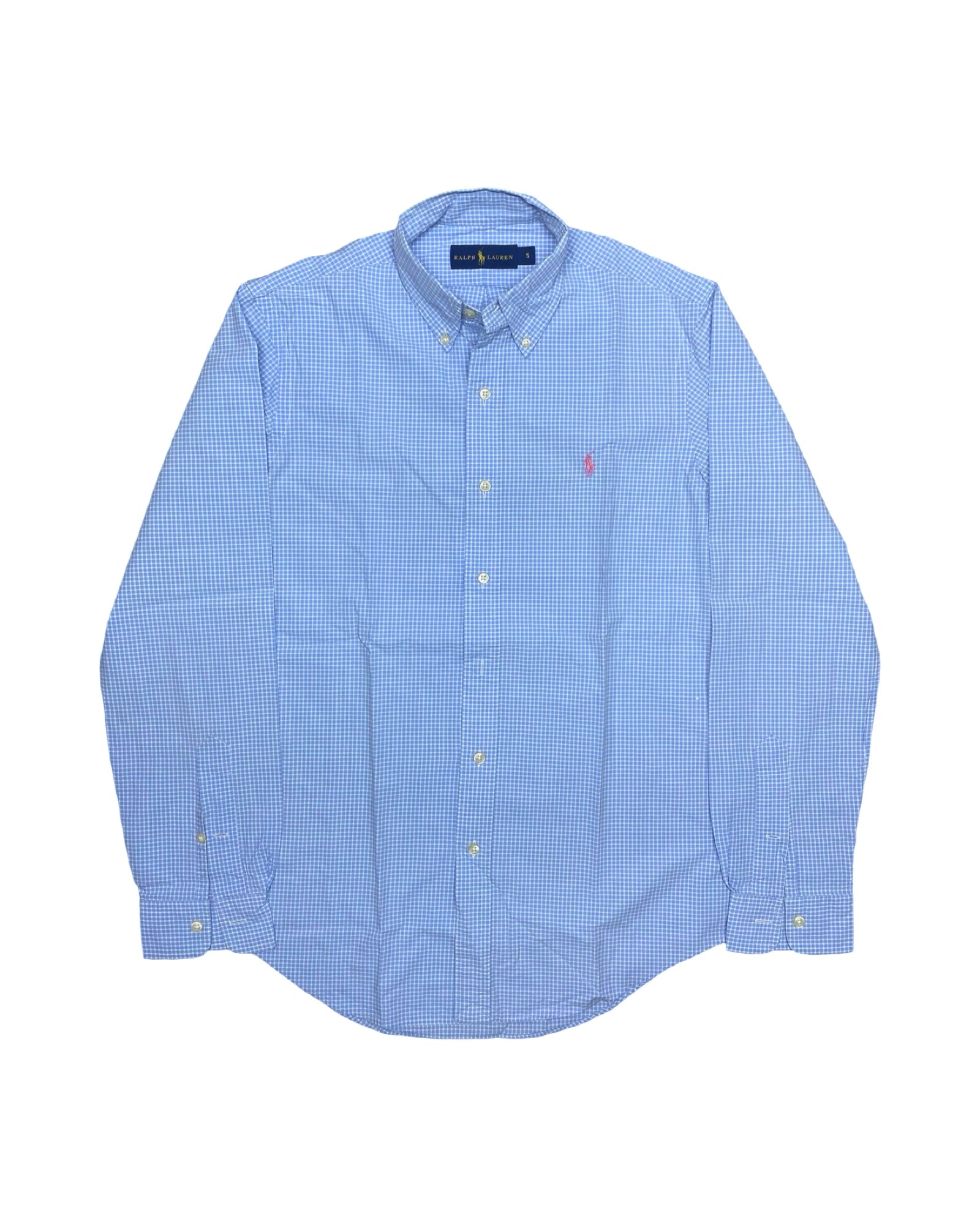 Ralph Lauren Blue Gingham Check Button-Down Shirt | Medium | Chest 21”