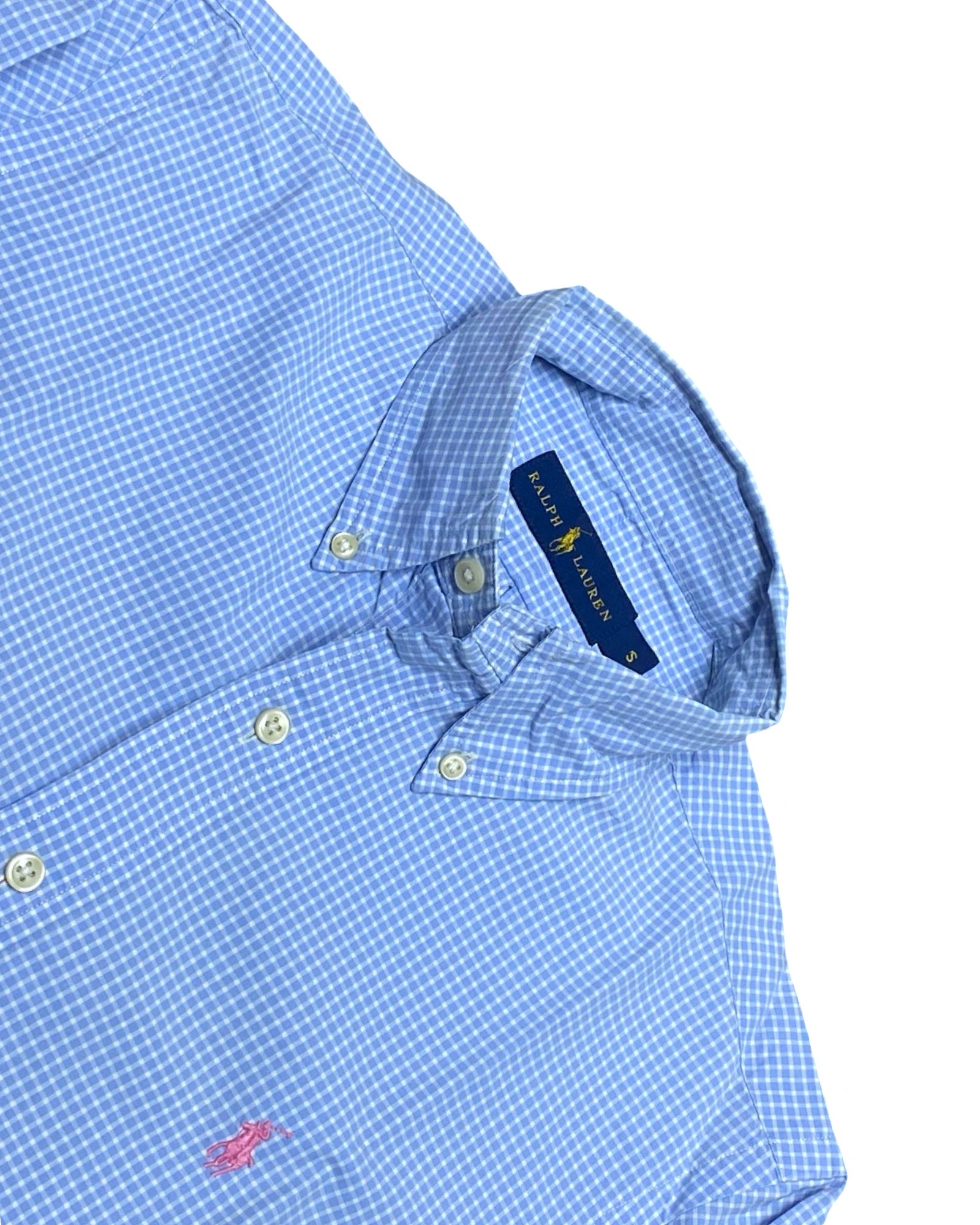 Ralph Lauren Blue Gingham Check Button-Down Shirt | Medium | Chest 21”