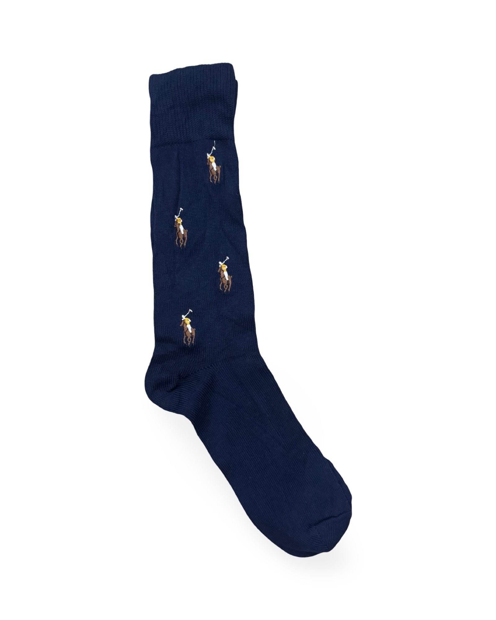 Ralph Lauren Navy Polo Player Socks – All-Over Polo Logo | Factory Leftovers