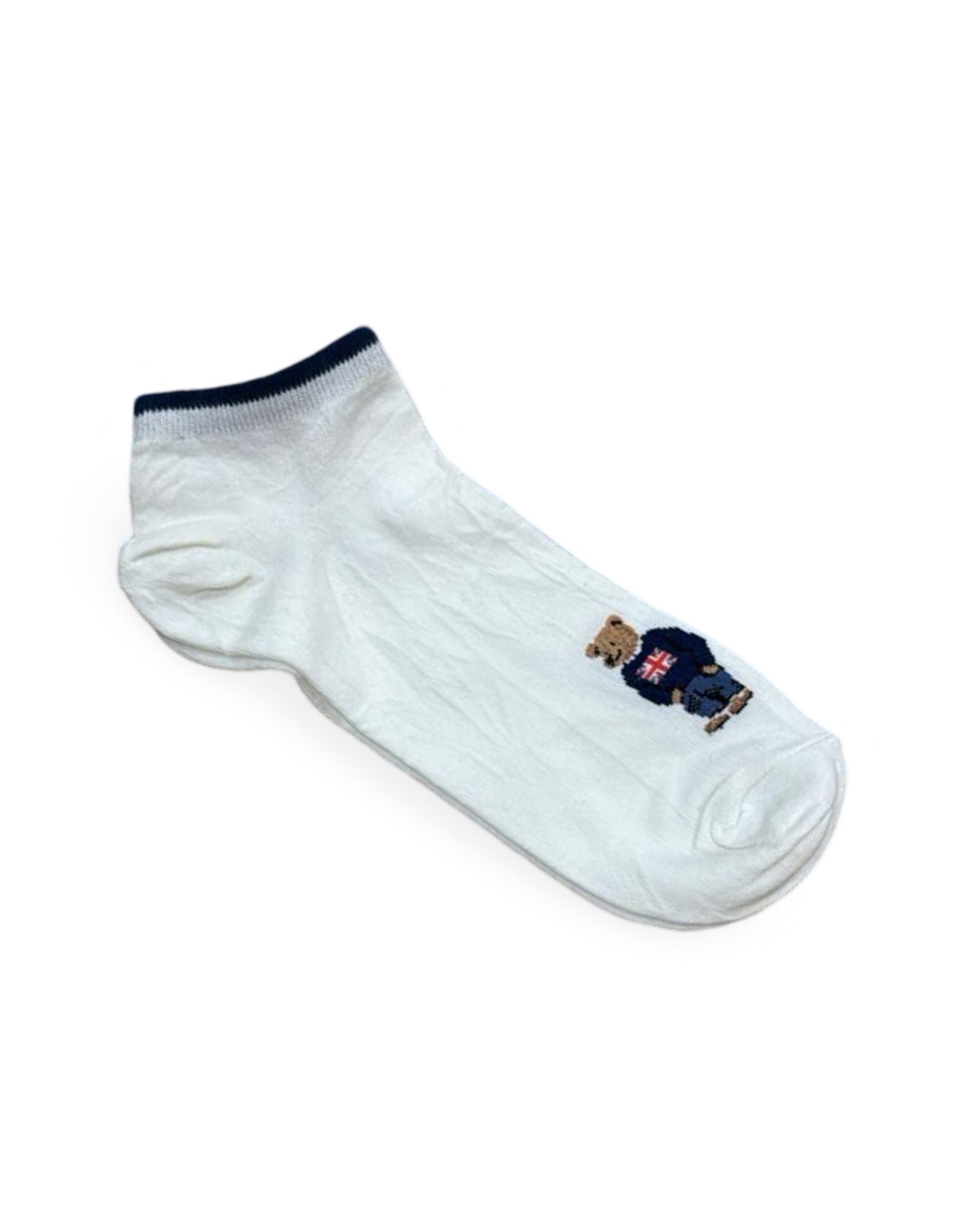 Ralph Lauren Polo Bear Low-Cut Socks – White with Union Jack | Factory Leftovers