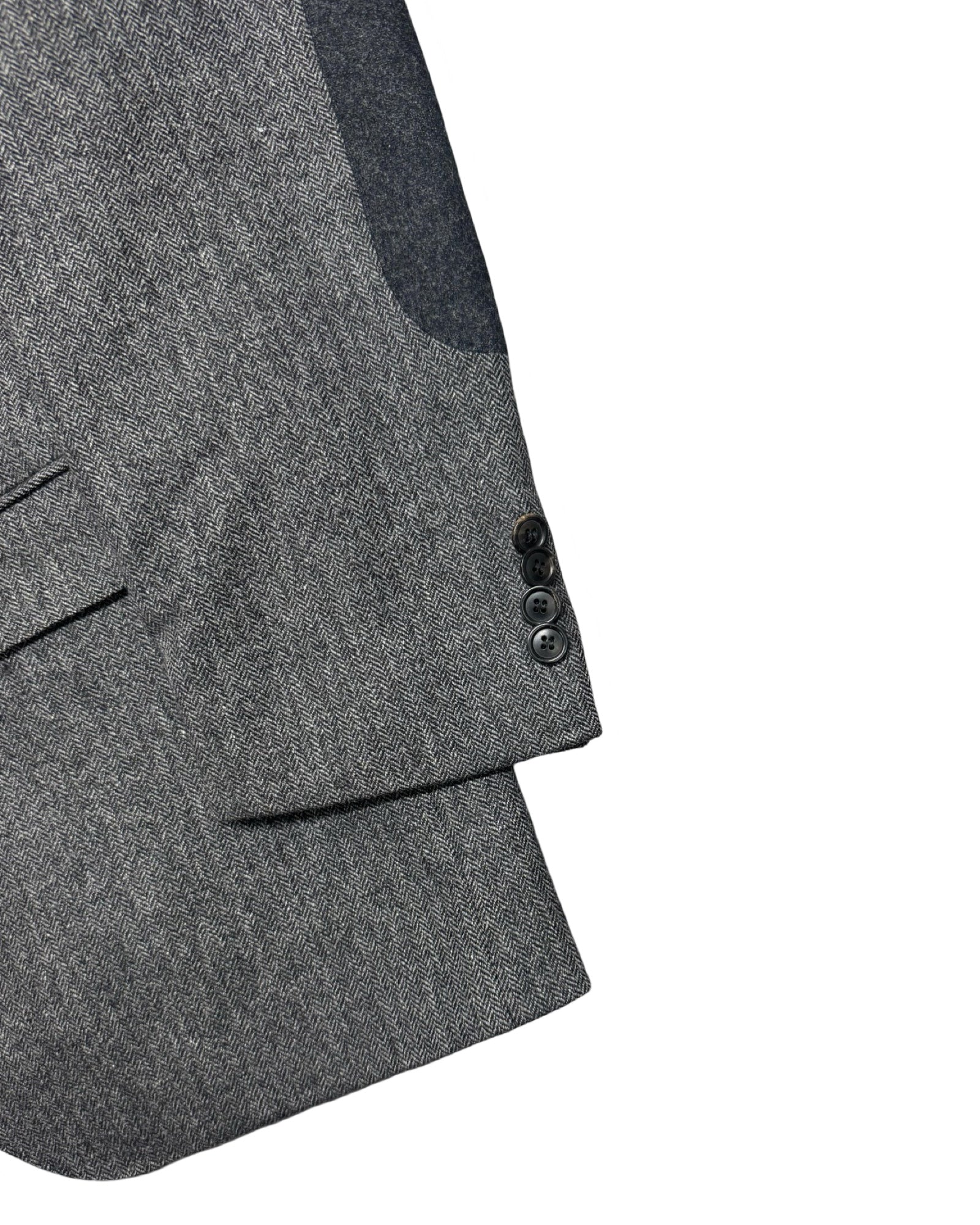 Hugo Boss Grey Herringbone Pattern Virgin Wool Blazer | US 42R (Medium)