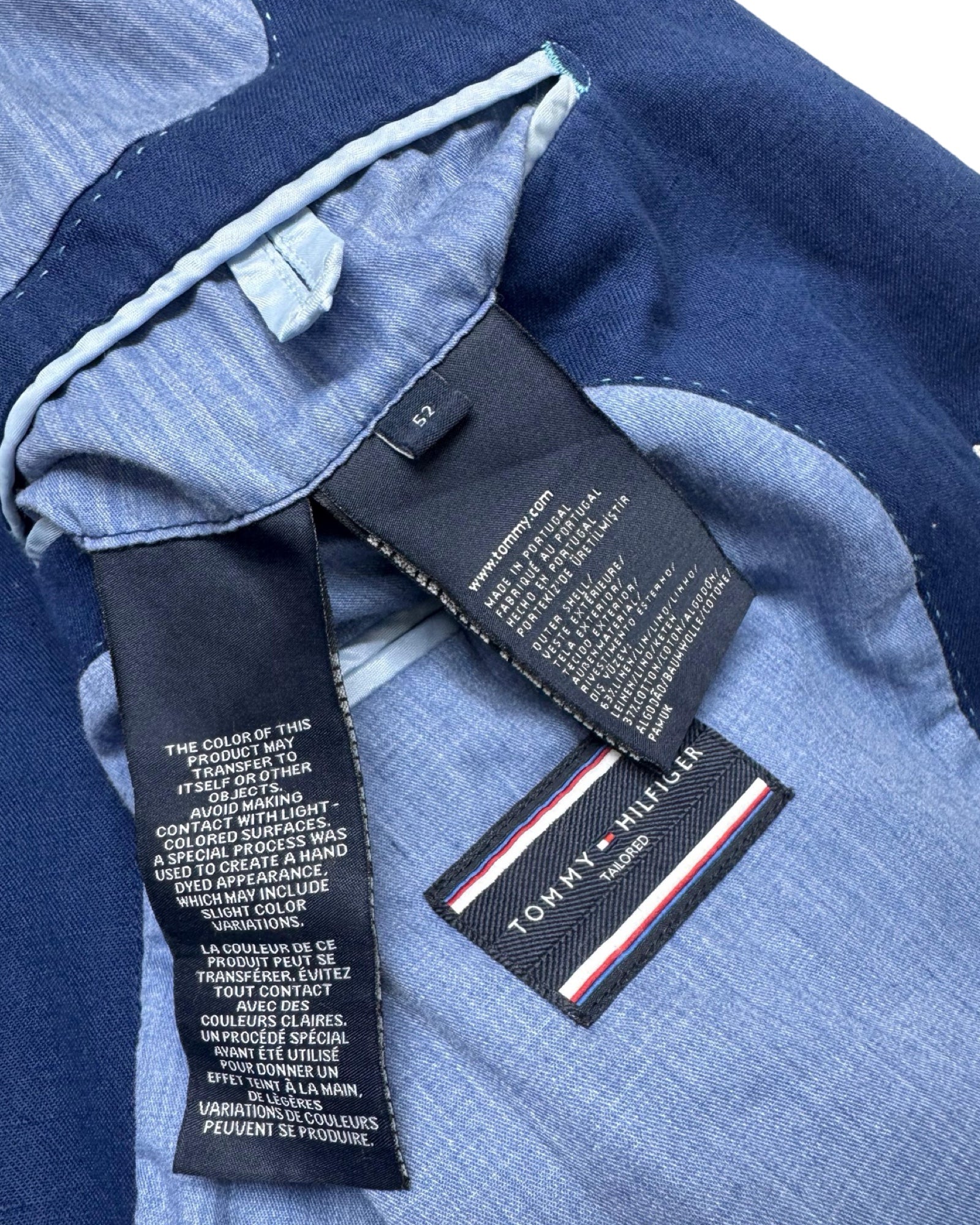 Tommy Hilfiger Blue Linen-Cotton Blazer with Elbow Patches | Size 52 (Large)