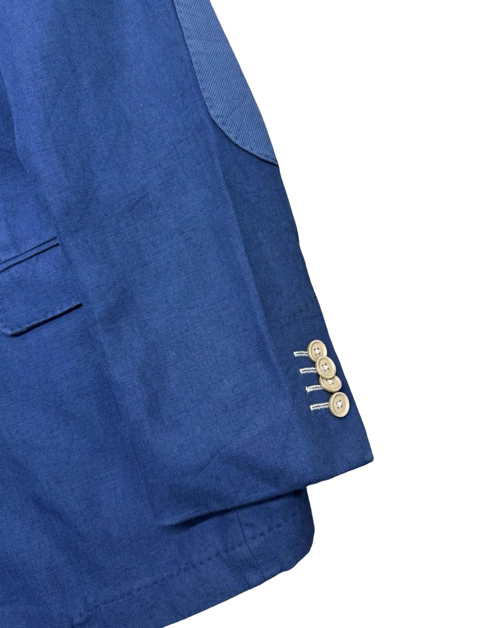 Tommy Hilfiger Blue Linen-Cotton Blazer with Elbow Patches | Size 52 (Large)