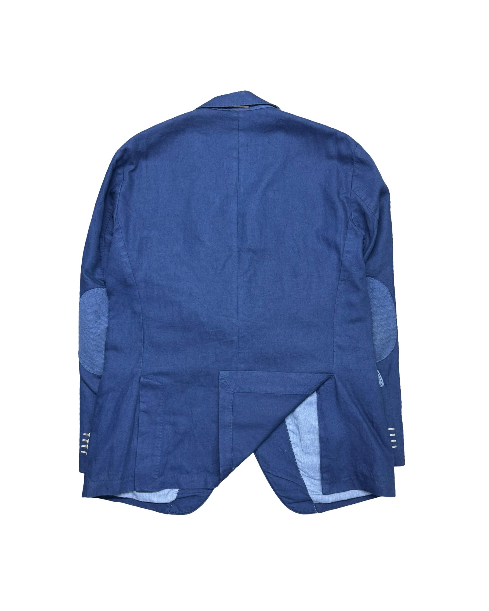 Tommy Hilfiger Blue Linen-Cotton Blazer with Elbow Patches | Size 52 (Large)