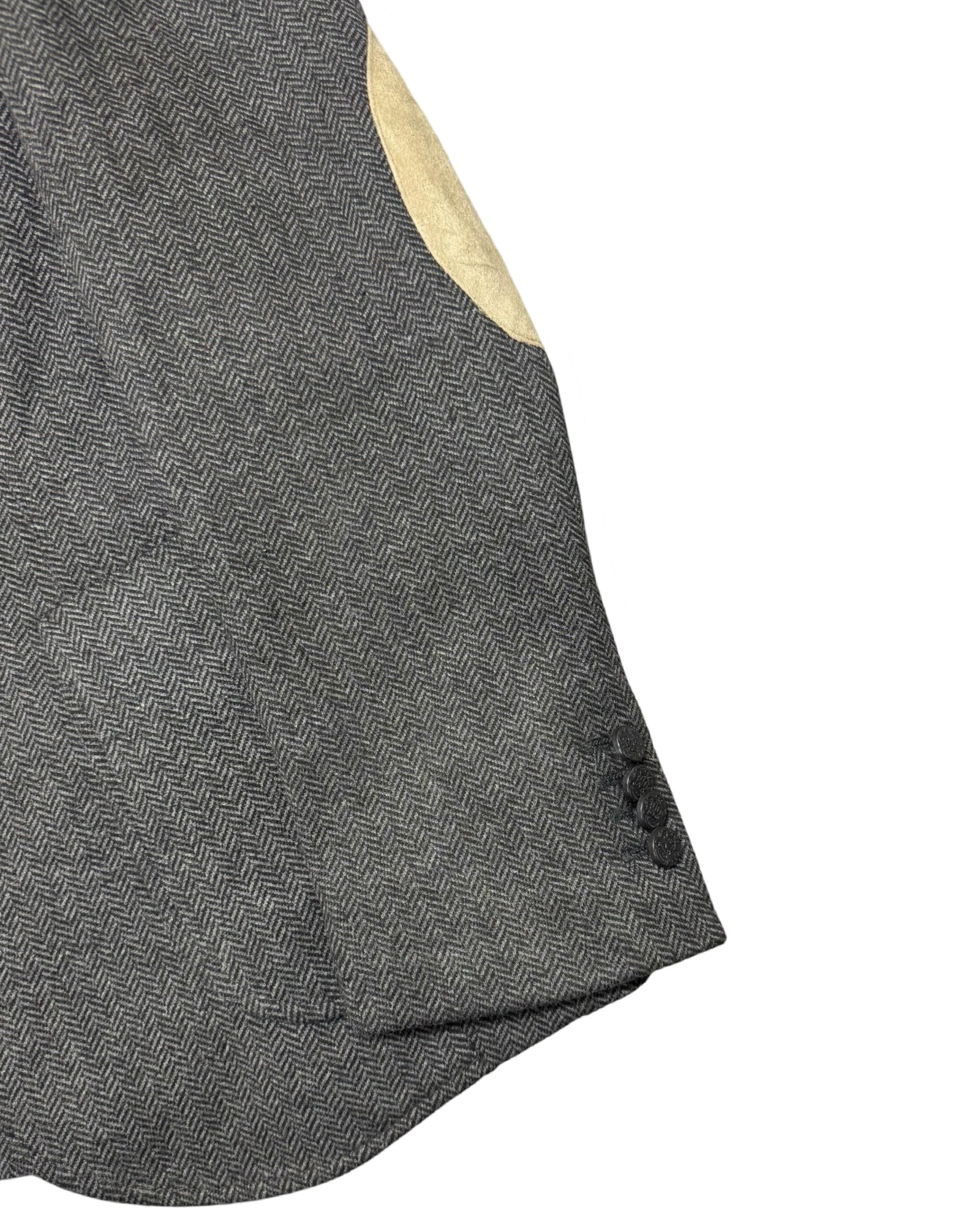 Zara Man Brown/Grey Herringbone Blazer | Suede Elbow Patches | Size 54 (Medium/Large)