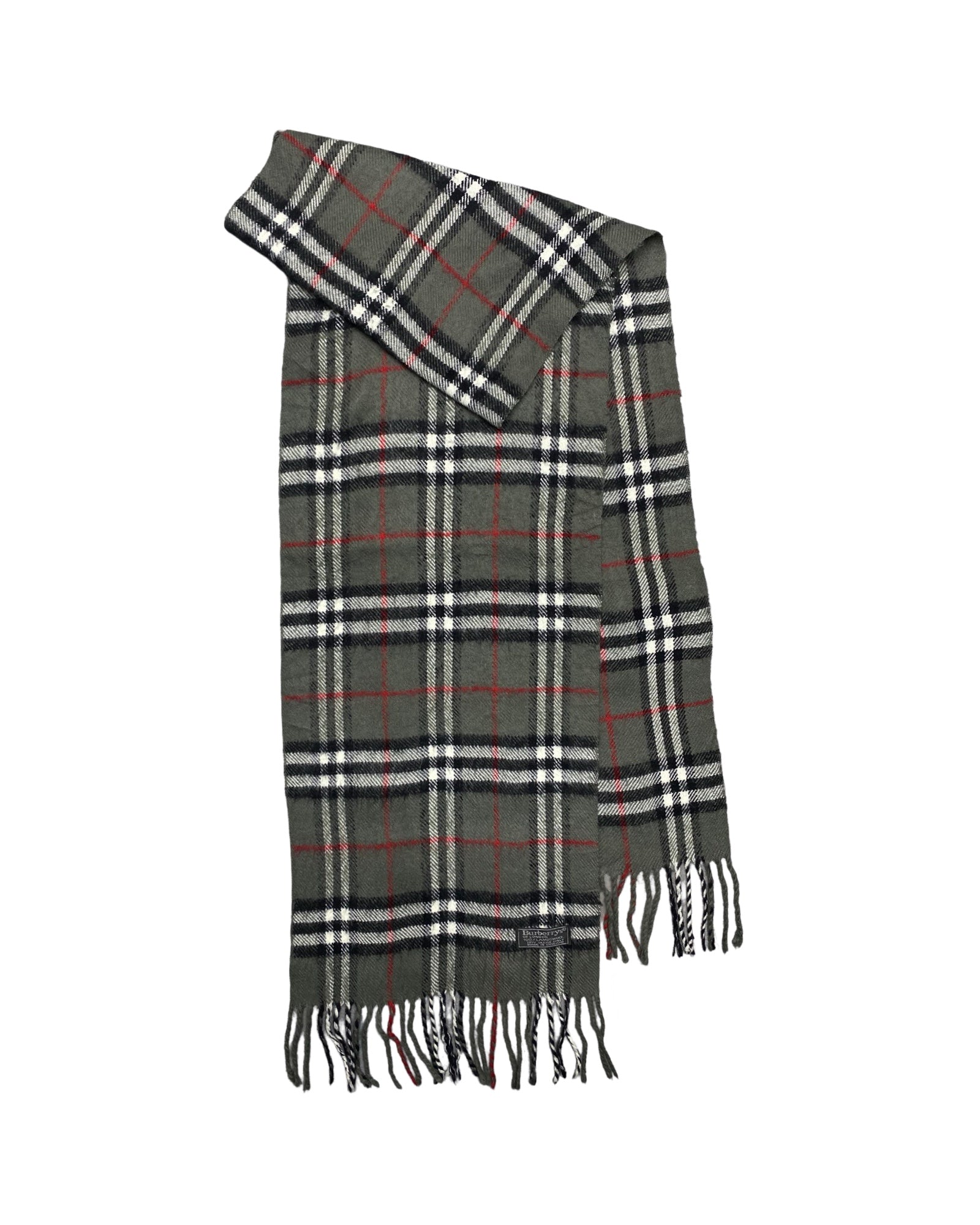 Burberry Vintage Check Wool Scarf | Olive Green Check | 100% Lambswool (0169)