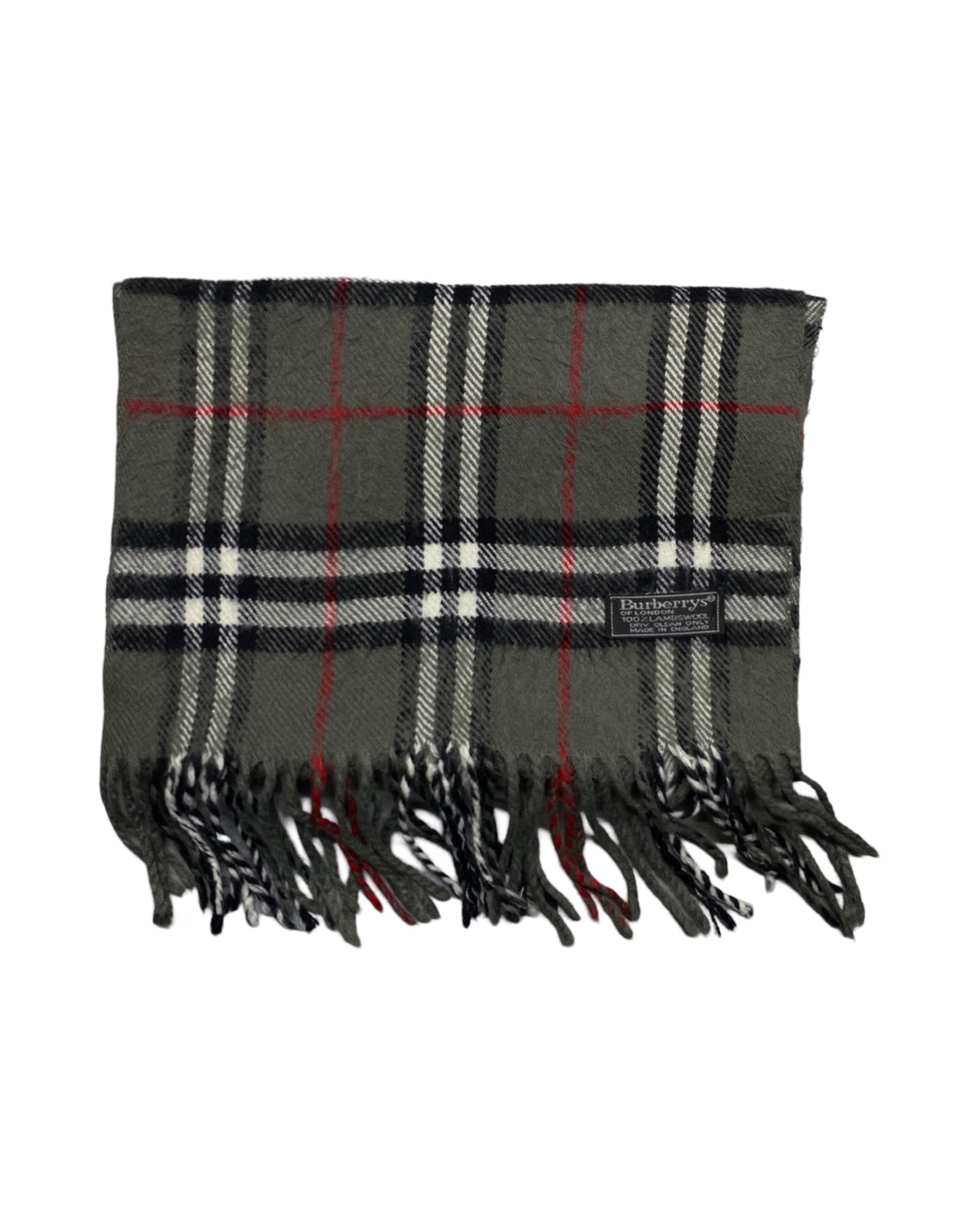 Burberry Vintage Check Wool Scarf | Olive Green Check | 100% Lambswool (0169)