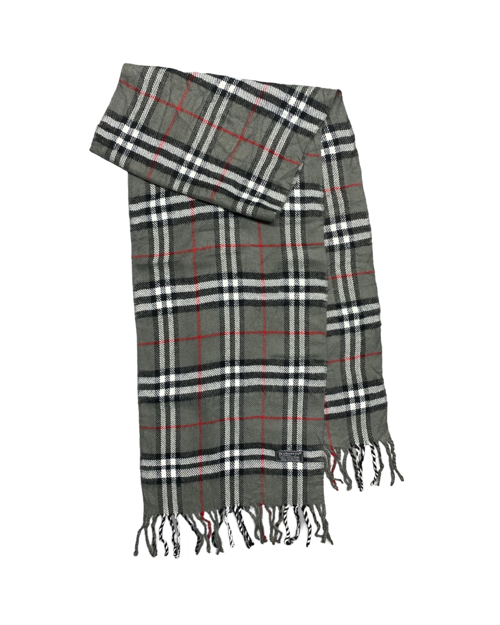 Burberry Vintage Check Wool Scarf | Charcoal Check | 100% Lambswool (0171)