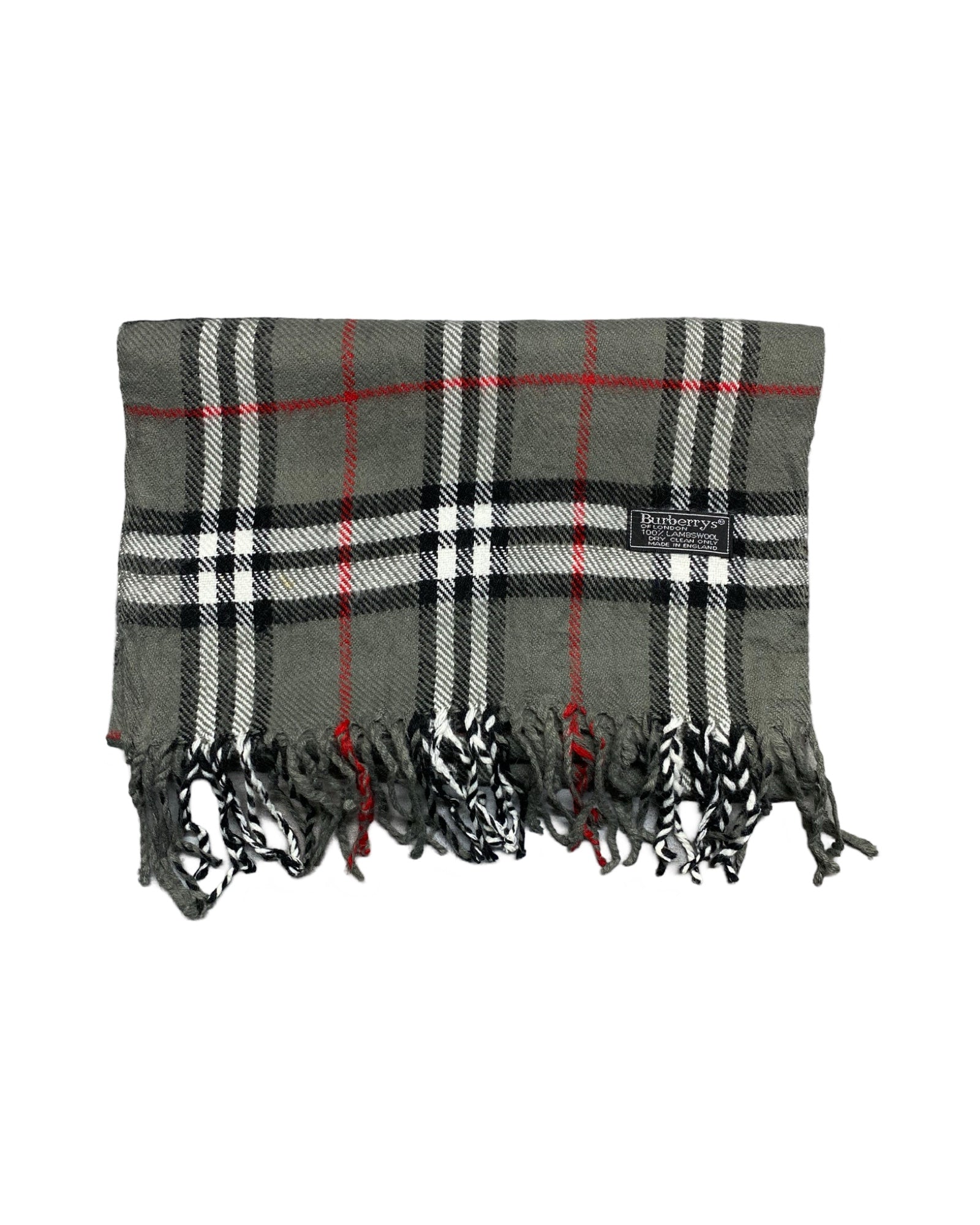 Burberry Vintage Check Wool Scarf | Charcoal Check | 100% Lambswool (0171)