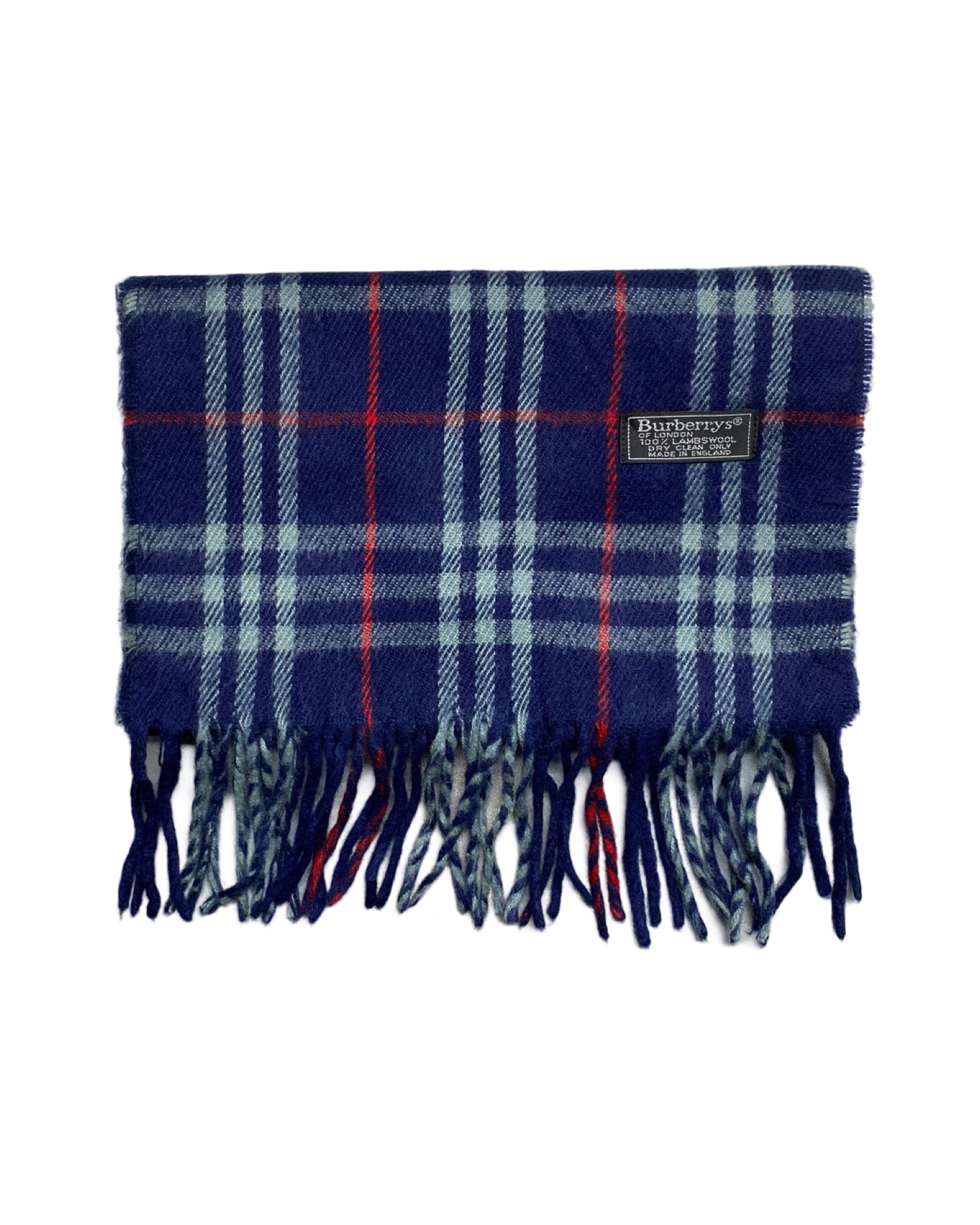 Burberry Vintage Check Wool Scarf | Navy & Red Tartan | 100% Lambswool (0172)