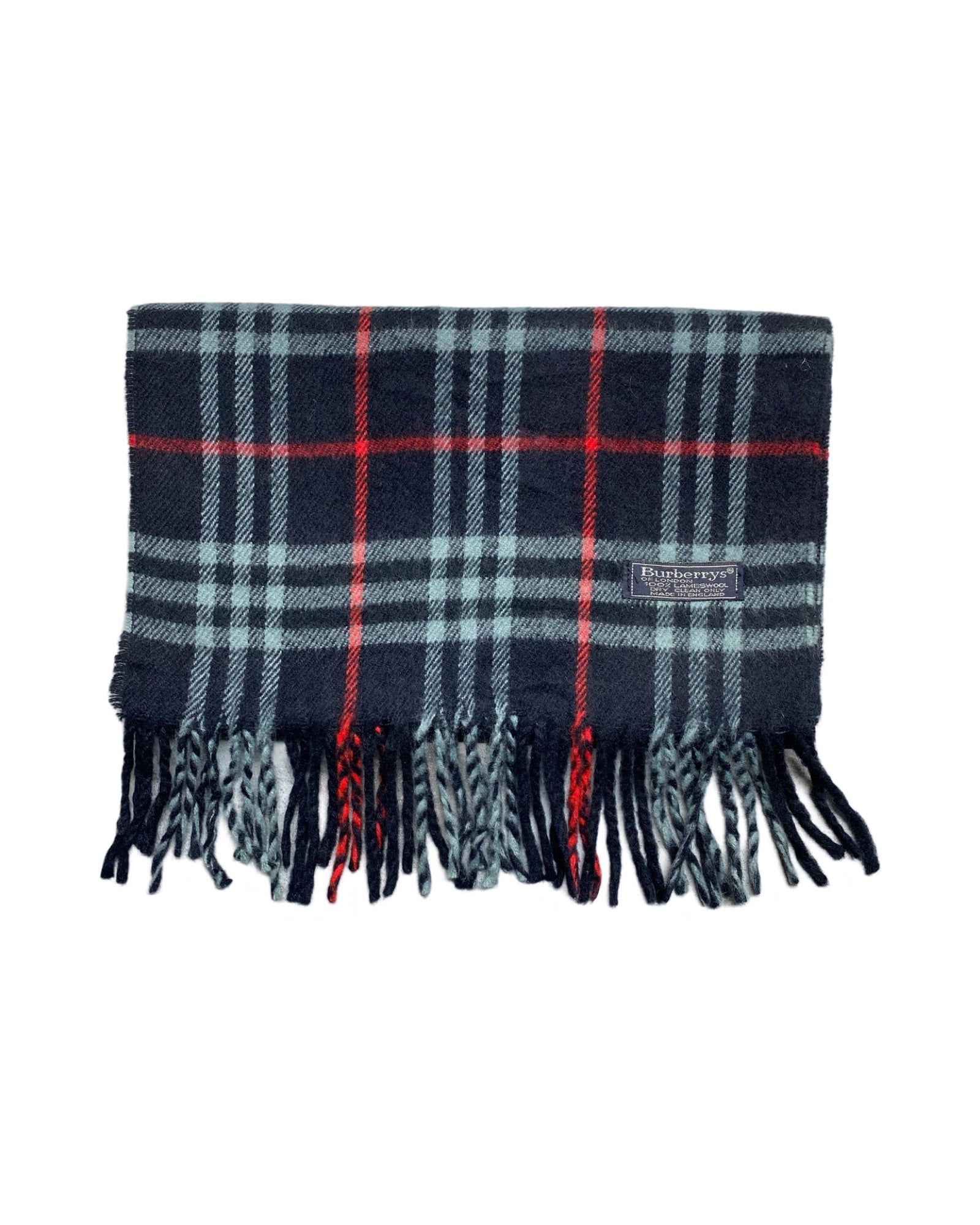 Burberry Vintage Check Wool Scarf | Navy Tartan | 100% Lambswool (0174)