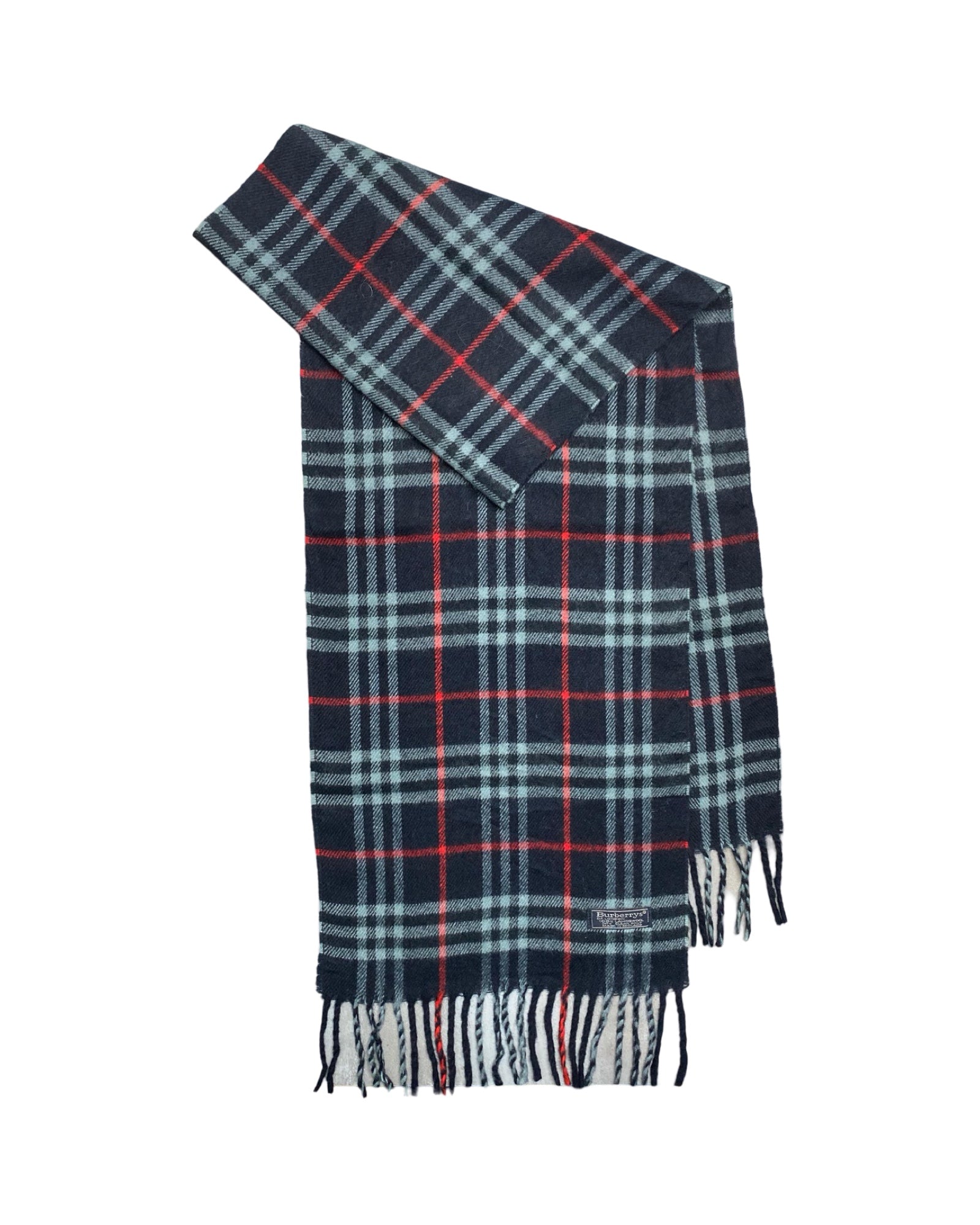 Burberry Vintage Check Wool Scarf | Navy Tartan | 100% Lambswool (0174)