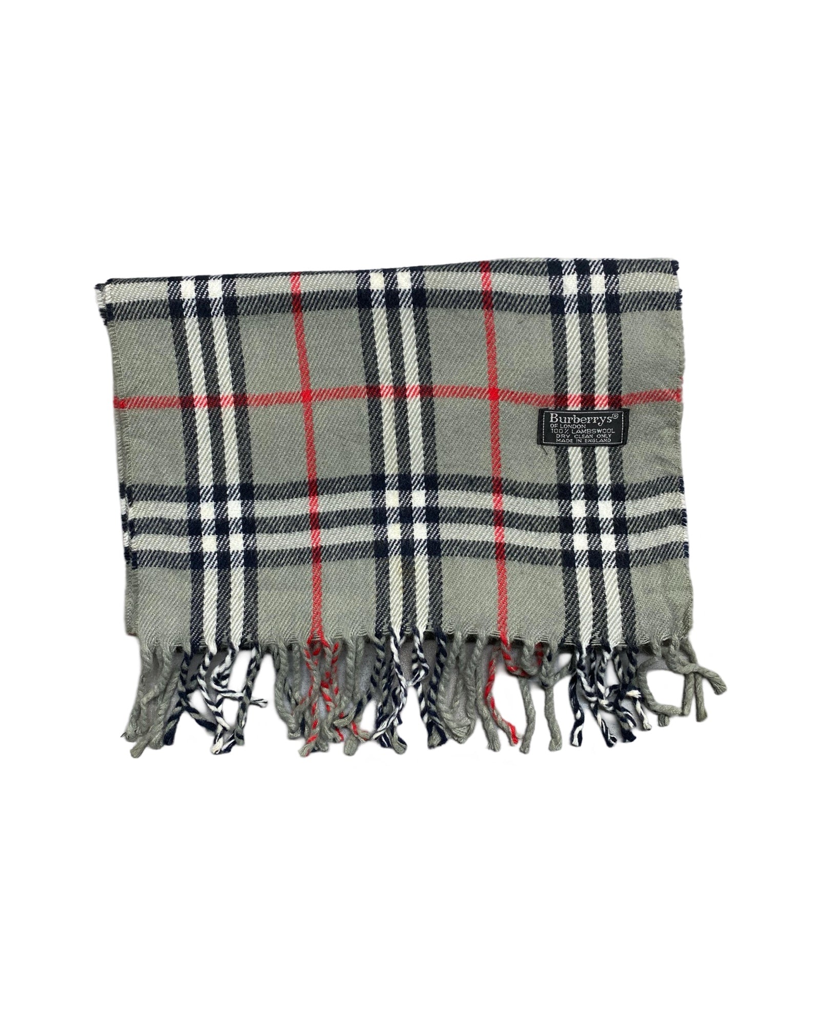 Burberry Vintage Check Wool Scarf | Light Gray Nova Check | 100% Lambswool (0177)